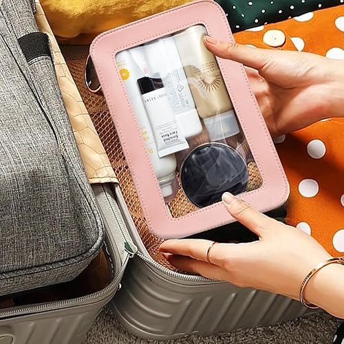 Miniatura 7 de Organizador de bolsa de maquillaje transparente, aprobado por la TSA, bolsa de aseo portátil de viaje multiusos para mujeres, bolsa de maquillaje de