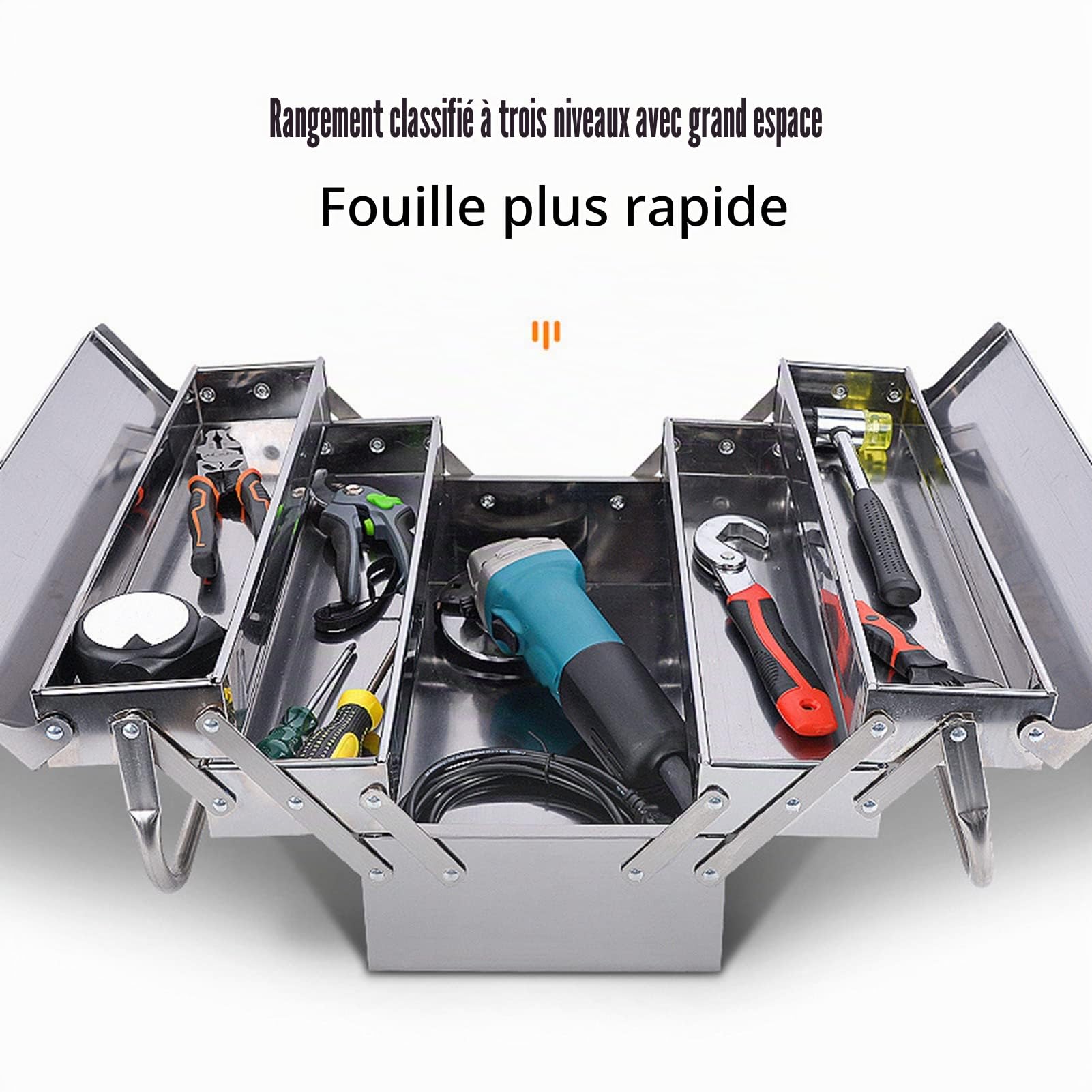 Boîte à Outils en Porte-à-faux en Acier Inoxydable, 3 Couches 5 T pour l'entretien Automobile, Solution de Stockage en Métal Pliable Portable (460)