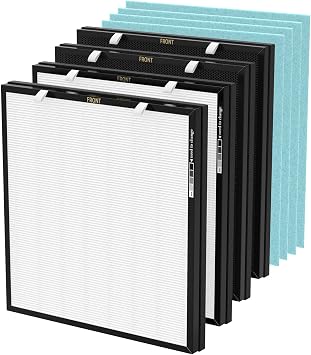 CFKREYA 2 Set RFM80 Replacement Filter Compatible with Max Air Purifier (Model OVHM80), Replacement Part# RFM80, 4 Extra Pre-Filters + 2 Efficiency Filter + 2 Activated Carbon Filter