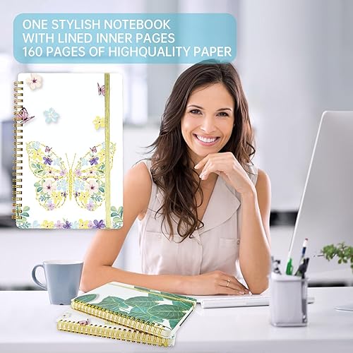 Miniatura 7 de Mlife Cuaderno encuadernado en espiral A5, 160 páginas, diario de 3.53 ozyd, cuaderno de notas de 8.5 x 6 pulgadas, cuadernos con bolsillos,