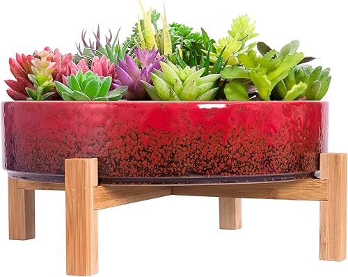 Miniatura 8 de ARTKETTY Macetas para suculentas macetas grandes de 11.5 pulgadas con drenaje poco profundo para suculentas, flores de cactus, macetas de cerámica