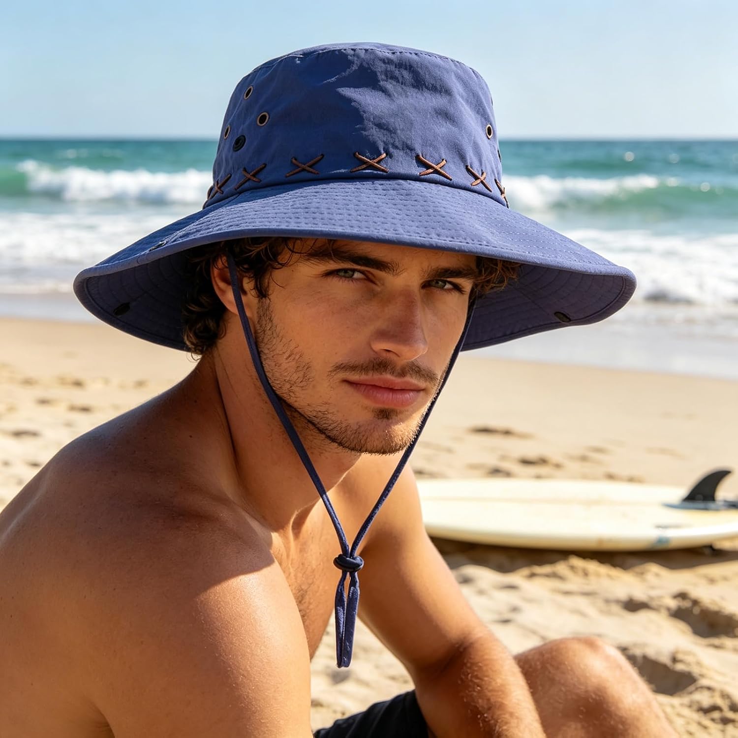 Brims Sun Hat with Adjustable Strap for Hiking | Breathable Polyester Bucket Hat for Beach and Daily Use Comfortable Fit for Women and Men
