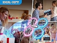 Vista 6 de Q9s Drones for Kids,Cool RC Drone with Altitude Hold and Headless Mode,Hobby Quadcopter with Blue&Pink Light,2 Batteries and Remote Control,Birthday