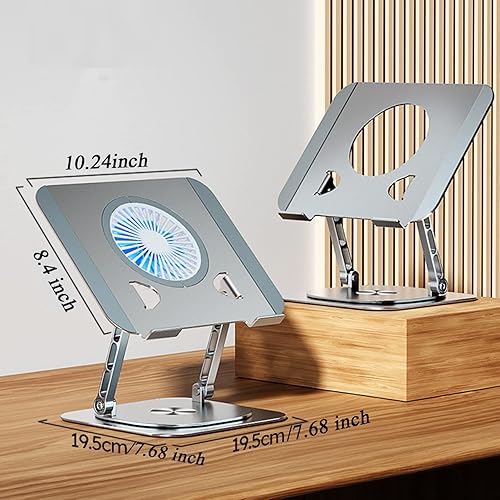 Miniatura 8 de Ventilador de soporte para laptop con base giratoria giratoria de 360, altura ajustable para teclado de escritura directa y elevación de hasta 10