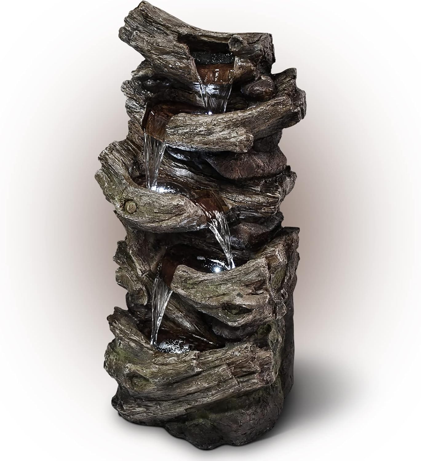 30.75" H Outdoor Fountains and Waterfalls with LED Lights Garden Water Features for Garden, Patio, Deck, Porch, Backyard and Home Art Decor Ivory Light 30.75"H