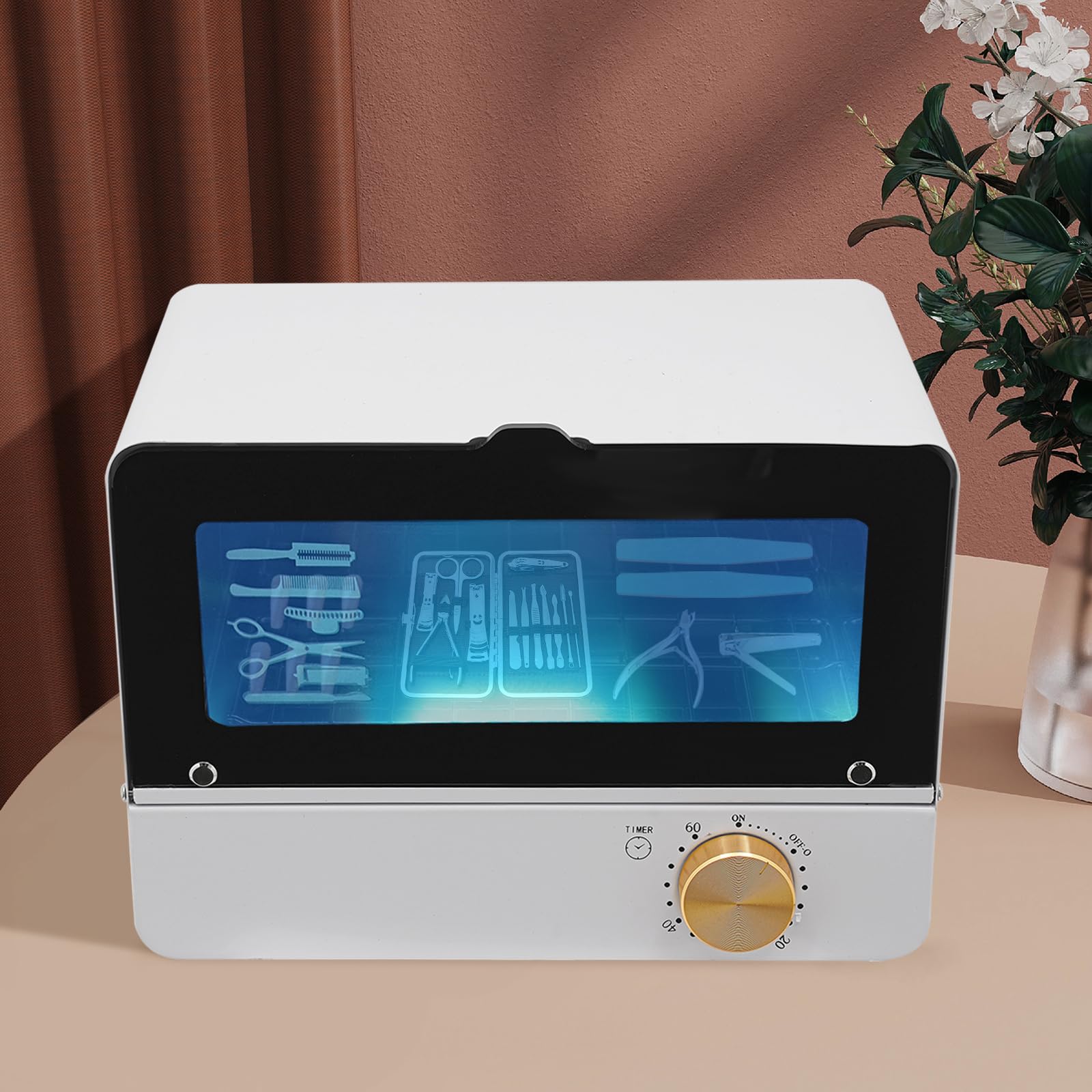 MINRS Sterylizator UV z ustawieniem timera, 6 l, duży sterylizator do narzędzi do paznokci, wielofunkcyjny środek do czyszczenia paznokci, sterylizator 6 W, do kosmetyków, tatuażu, studia pedicure,