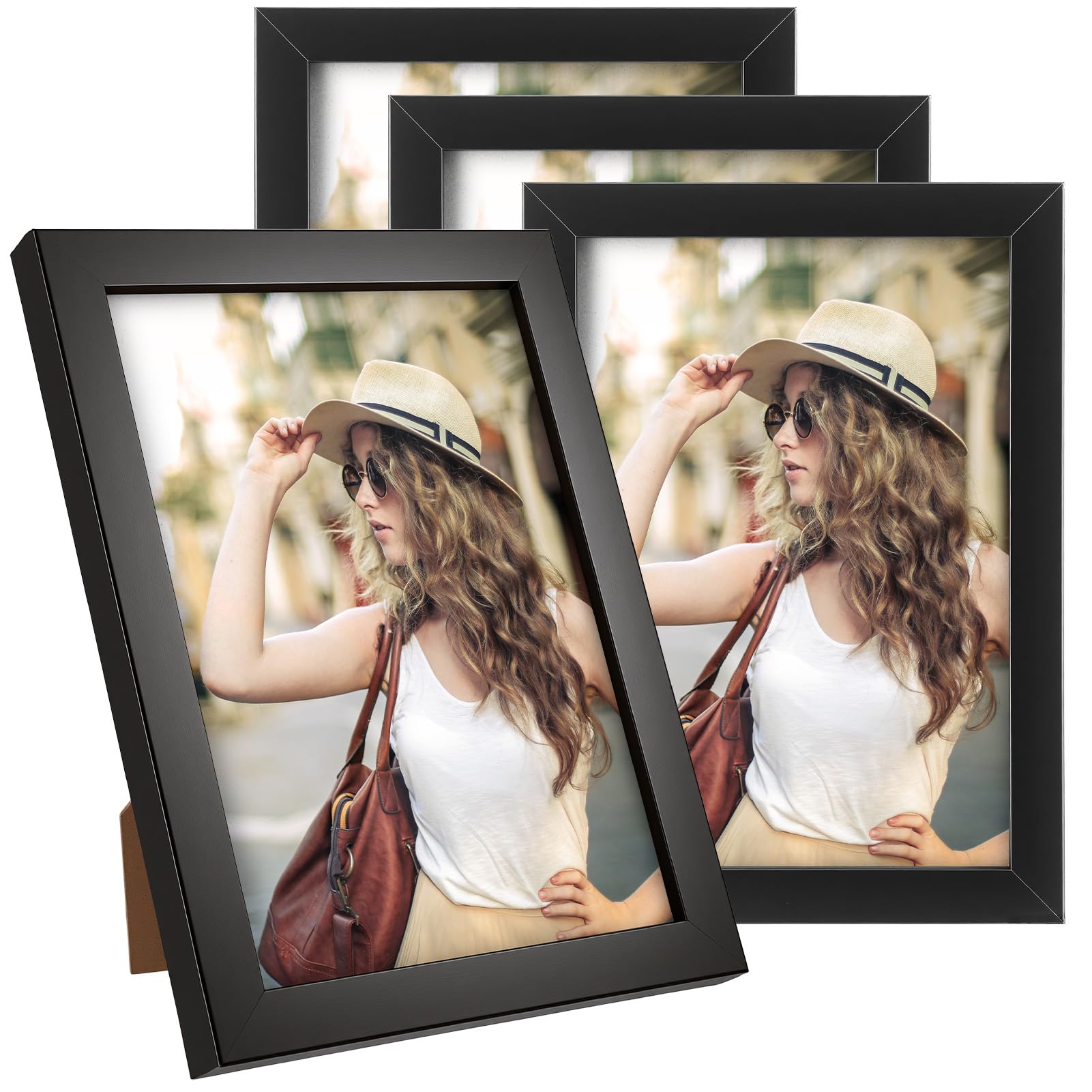 4 Pack Black Picture Frame,5x7 Photo Frames Tabletop and Wall Mounting Picture Frames Small Frame with Window for Portrait Photo Landscape