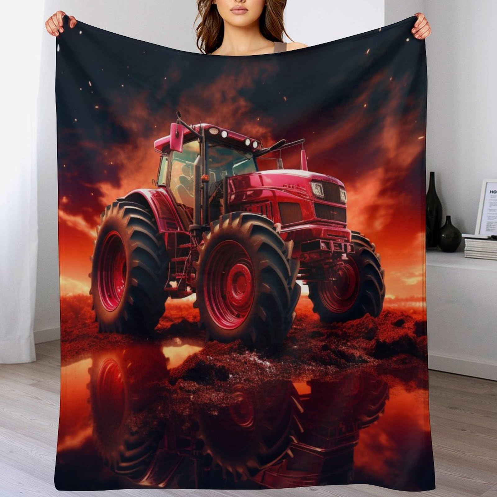 Plaid couverture polaire tracteur douce et chaude 130x150