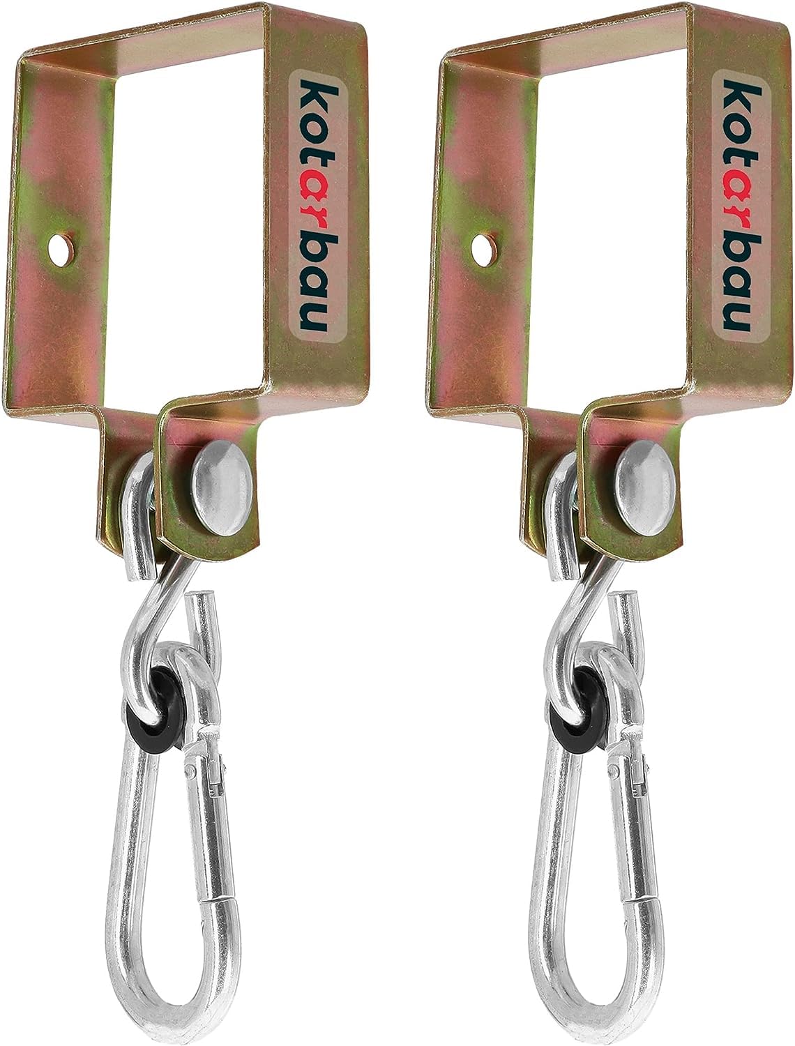 Kotarbau Pack Of 2 Kotarbau® Set Of 2 Swing Hooks 90 X 90 Mm Square Carabiner Hook Swing Clamp Swing Fastening Cuff Hook Yellow Galvanised Hook Holder Hook Swing