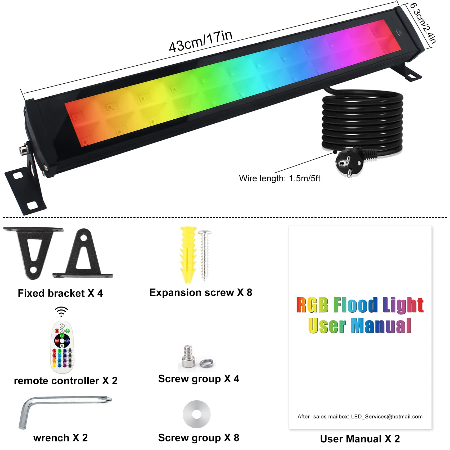 RGB LED Strahler, 2 Stück 50W RGB Led Wallwasher Licht mit Fernbedienung und Bluetooth APP, Led Bar Lichteffekte IP66 Wasserdicht Smart Partylichter für DJ Disco Party Garten Halloween Bühnenlichter