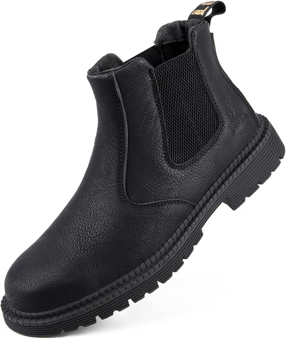 Mid-Topped Work Safety Shoes, Wear Resistant Labour Insurance Shoes, Smash and Puncture Resistant Steel Toe Shoes, Soft and Comfortable Outdoor Adventure Protection Boots(Black,10.5)