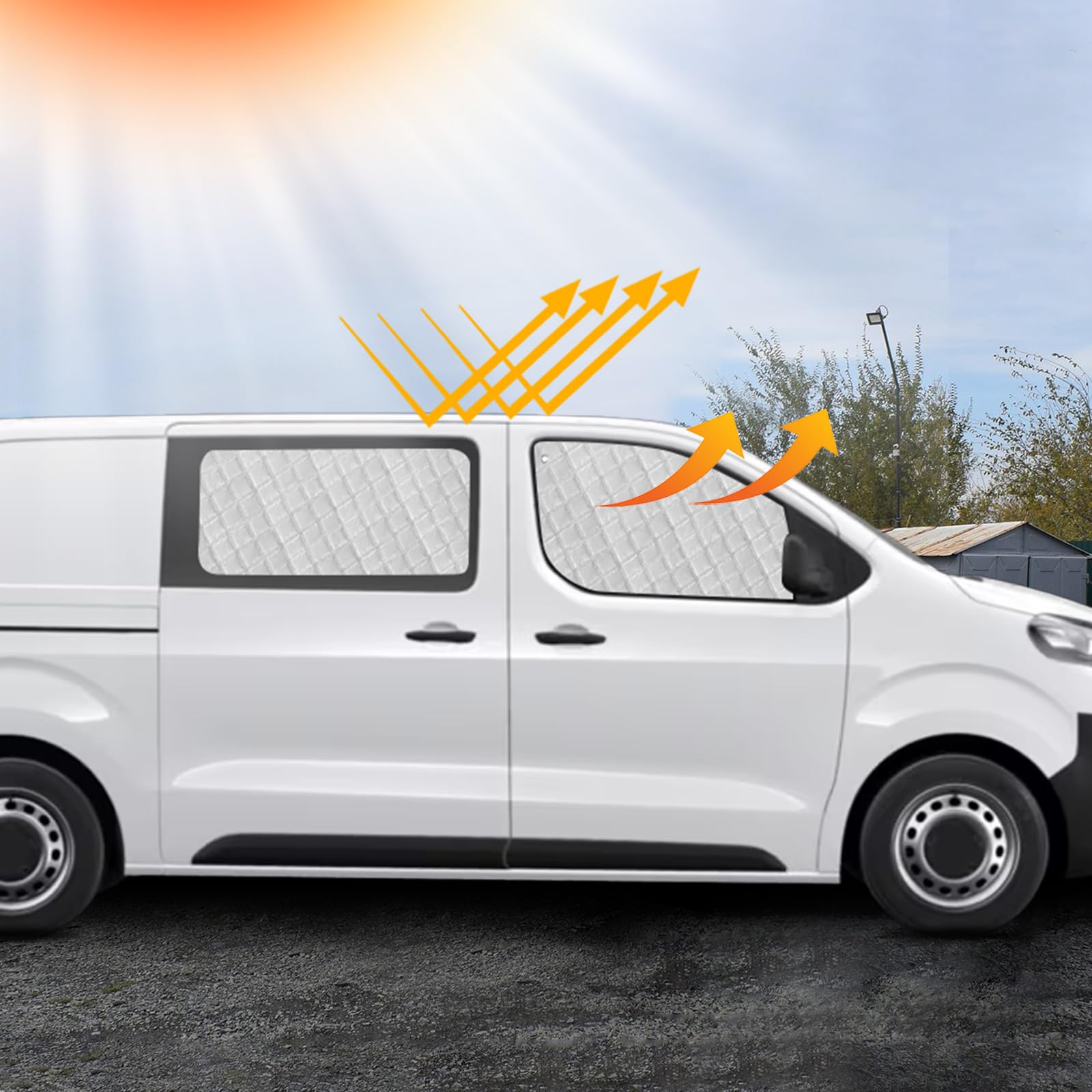 7 Pezzi Tappetino Termico sostituzione per Citroen Jumpy 2016-2024, sostituzione per Opel Vivaro 2019-2024, Protezione Solare per Parabrezza, Visiere Parasole Pieghevoli | Technology, tappetino termico per parabrezza, pellicola di alluminio, pieghevole, r