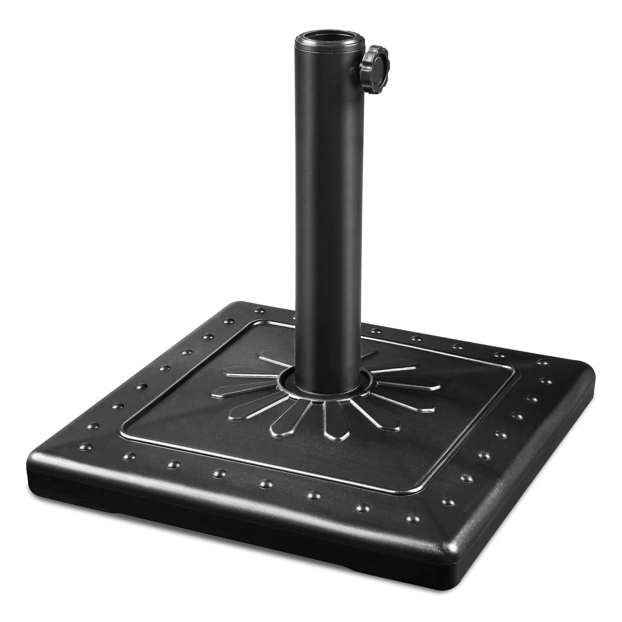 FRUITEAM 33lb Heavy Duty Patio Umbrella Base,Square Market Table Umbrella Base Stand with Antioxidant Spray Coating Steel Pole for Deck, Garden
