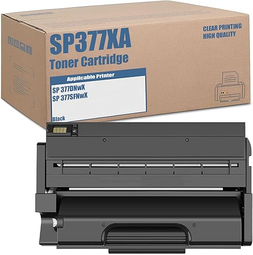 Miniatura 1 de Cartucho de tóner negro de repuesto compatible para Ricoh 408161 SP 377XA, alto rendimiento para impresora SP377DNwX SP377SFNwX (paquete de 1) negro