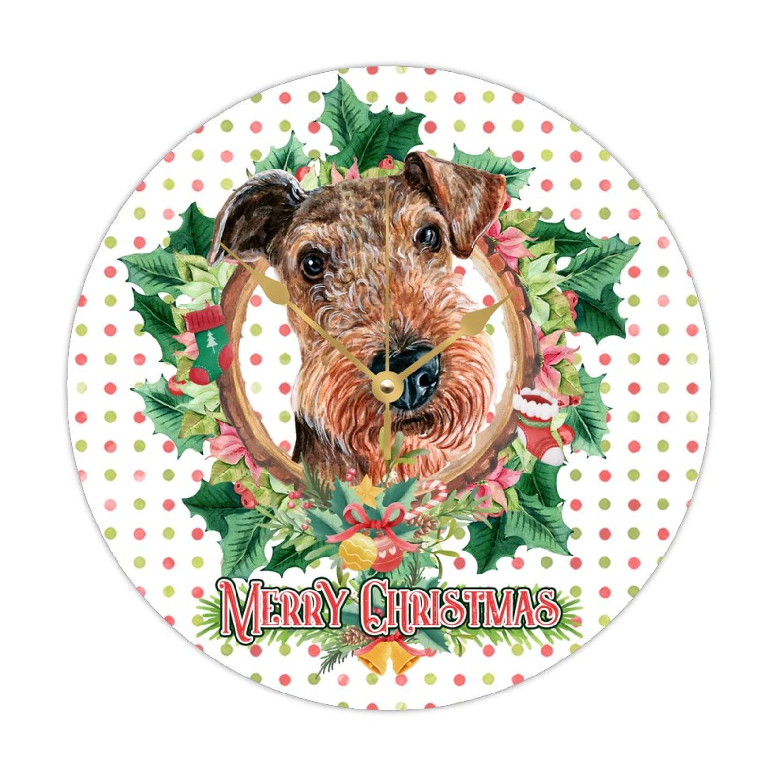 Horloge ronde chien de Noël murale en bois pour habiller votre cuisine et salon
