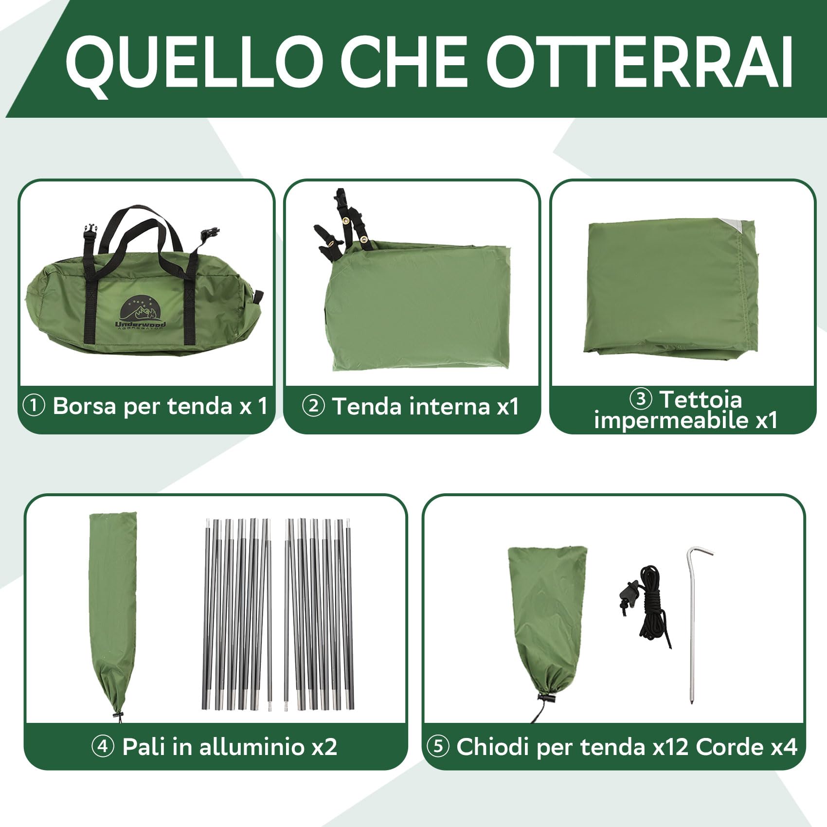 UnderwoodAggregator Tenda da escursionismo per 1 persona impermeabile leggera a cupola