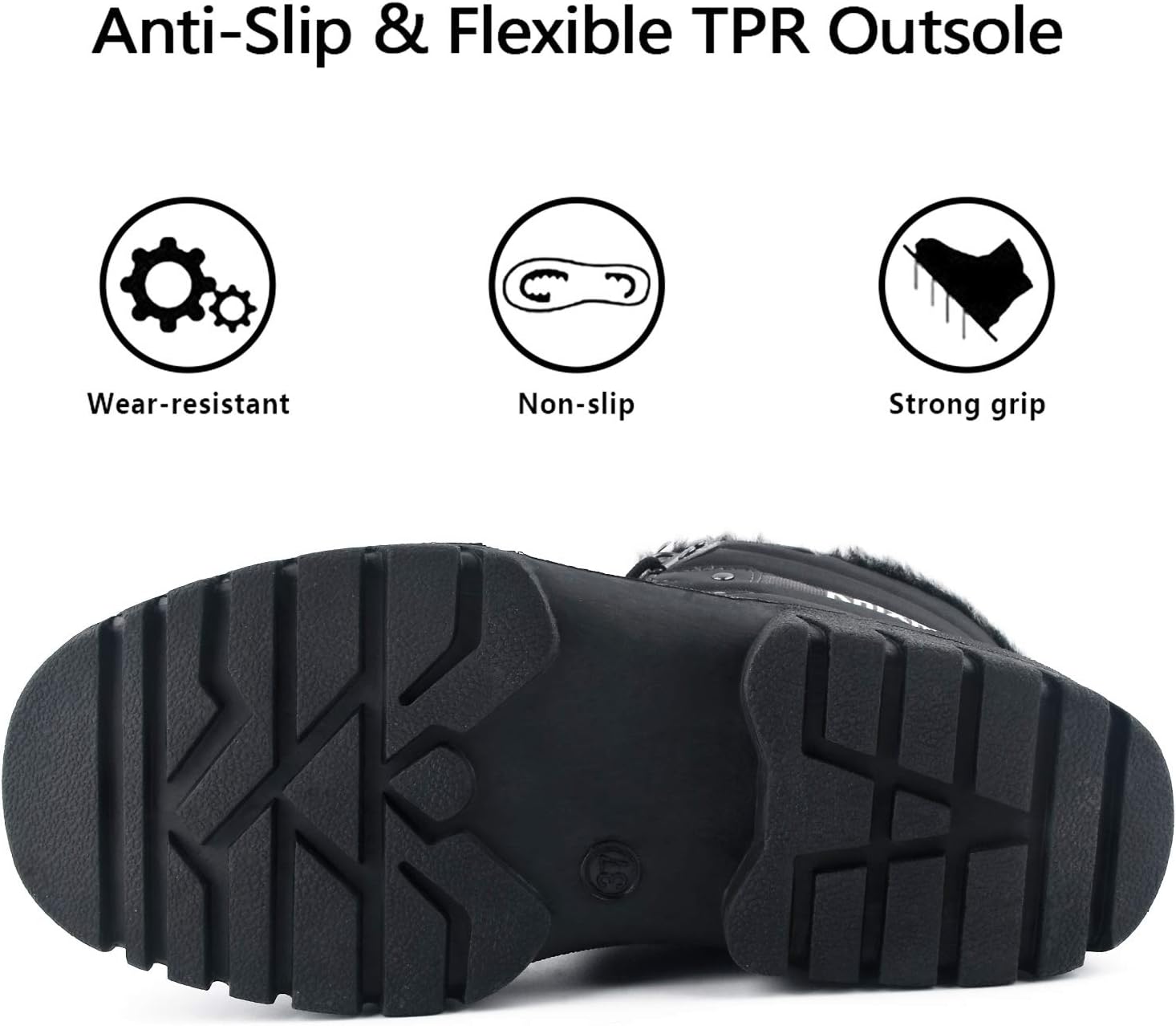 Knixmax Women's Winter Snow Boots Waterproof Mid Calf Booties Fur Lined Warm Outdoor Insulated Mucker Yard Skiing Hiking Boots for Women Size 6-11 - Image 5