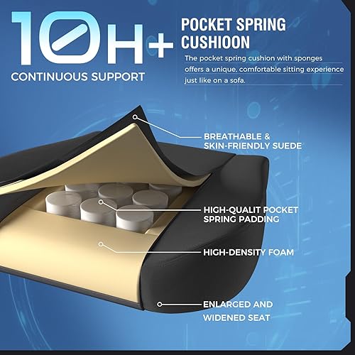 Miniatura 5 de GTPLAYER Silla de juegos de tela con cojín de resorte de bolsillo, sillas de juegos grandes y altas, silla de computadora de respaldo alto de 350