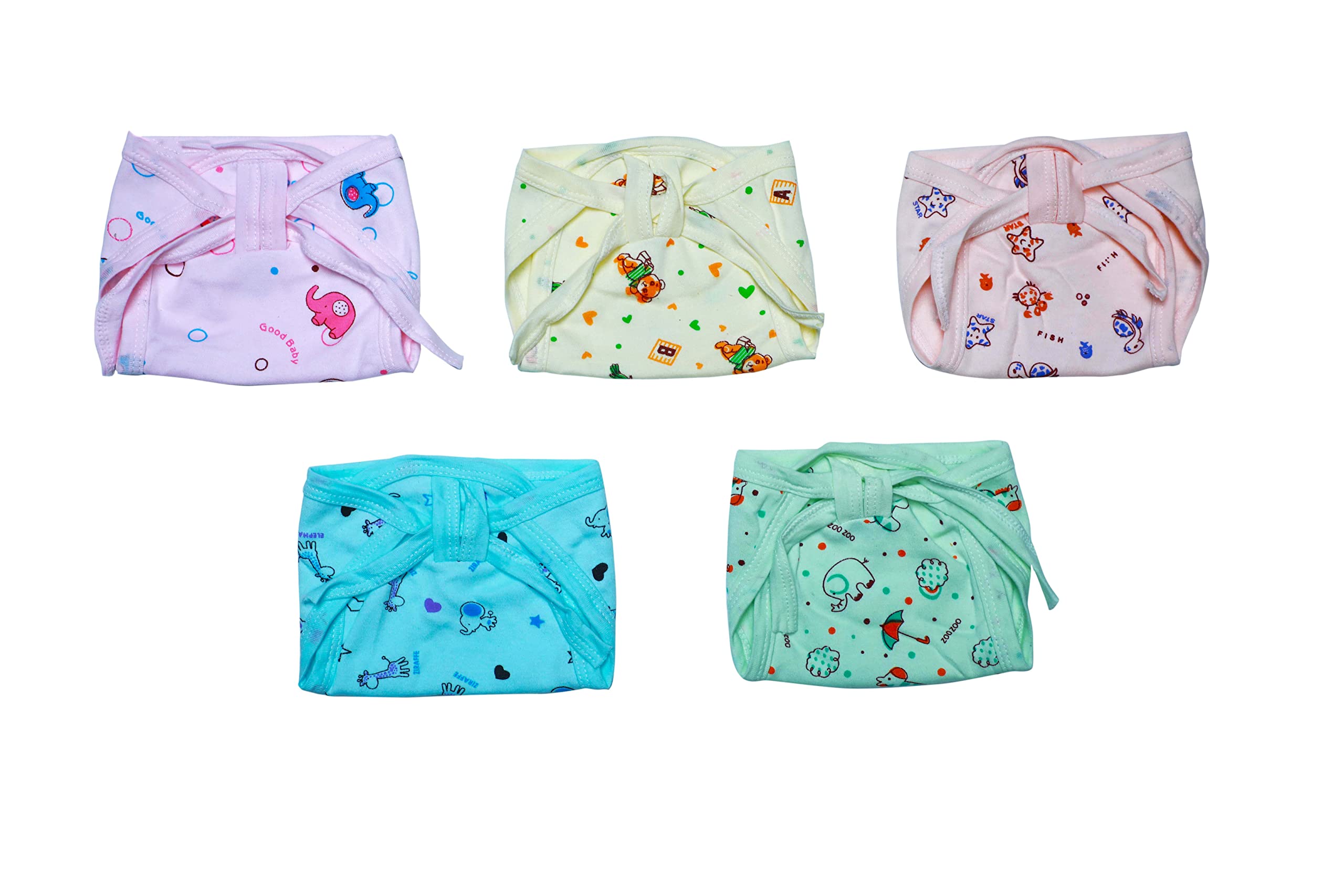 Born Babies Cotton Langots Diapers washable and Reusable Nappies ( 0 - 6 Month Multicolour ) Pack of 10