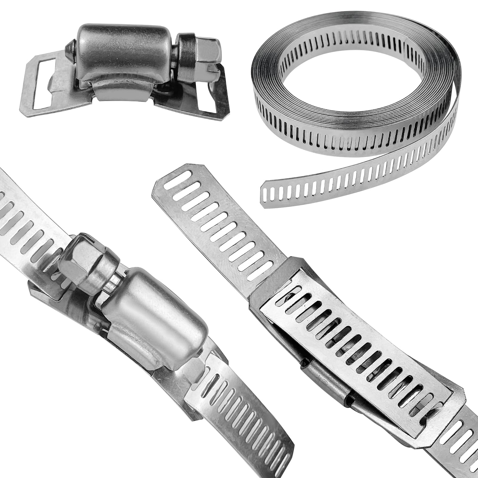 10 Fascette Metalliche Regolabili In Acciaio Inox 304 - Per Tubi, Cavi, Serbatoi (300 Cm) - Foto 9