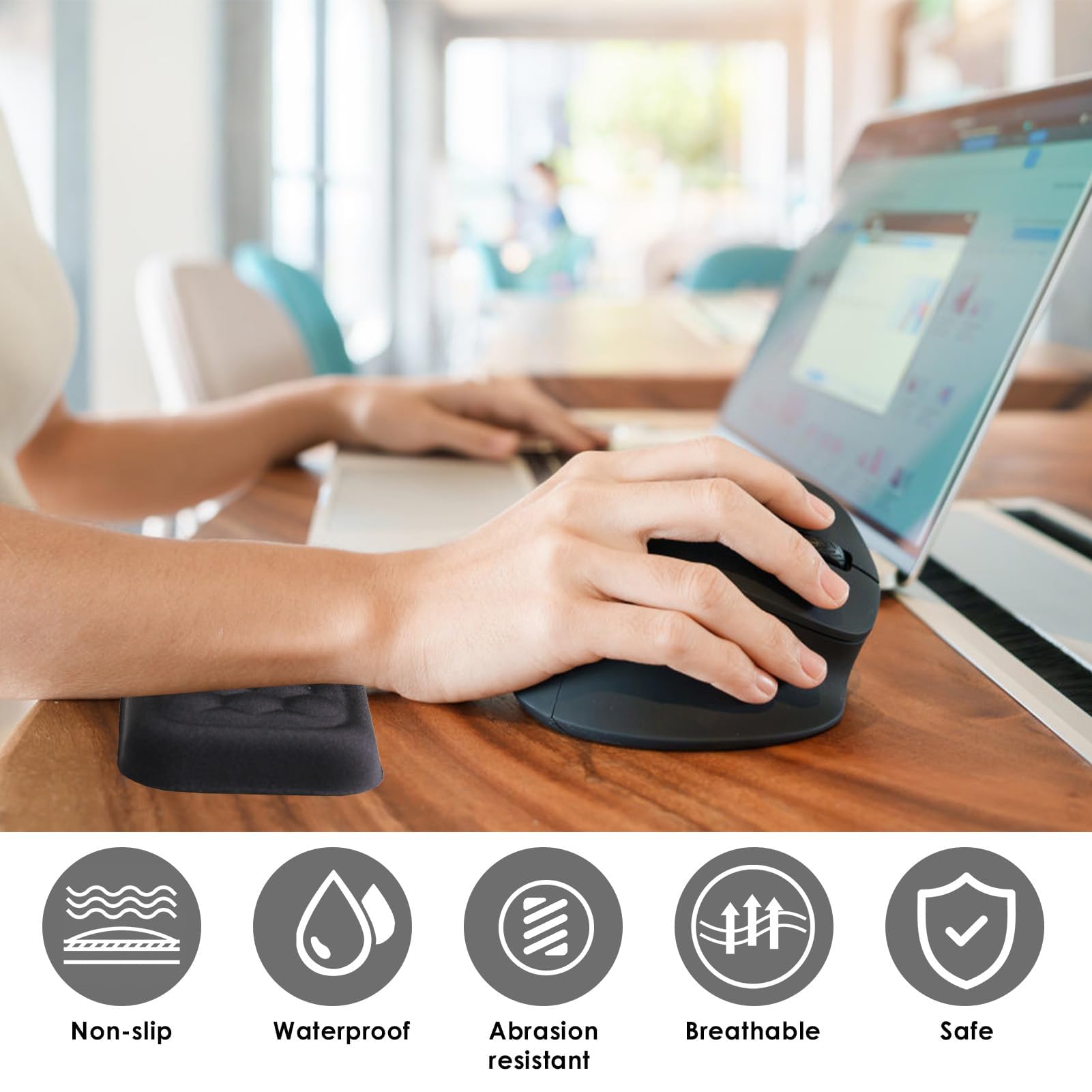 Ergonomiczna podkładka pod nadgarstek, podparcie łokci z pianki memory na biurko, zmniejsza obciążenie ramion i łokci podczas pracy komputerowej