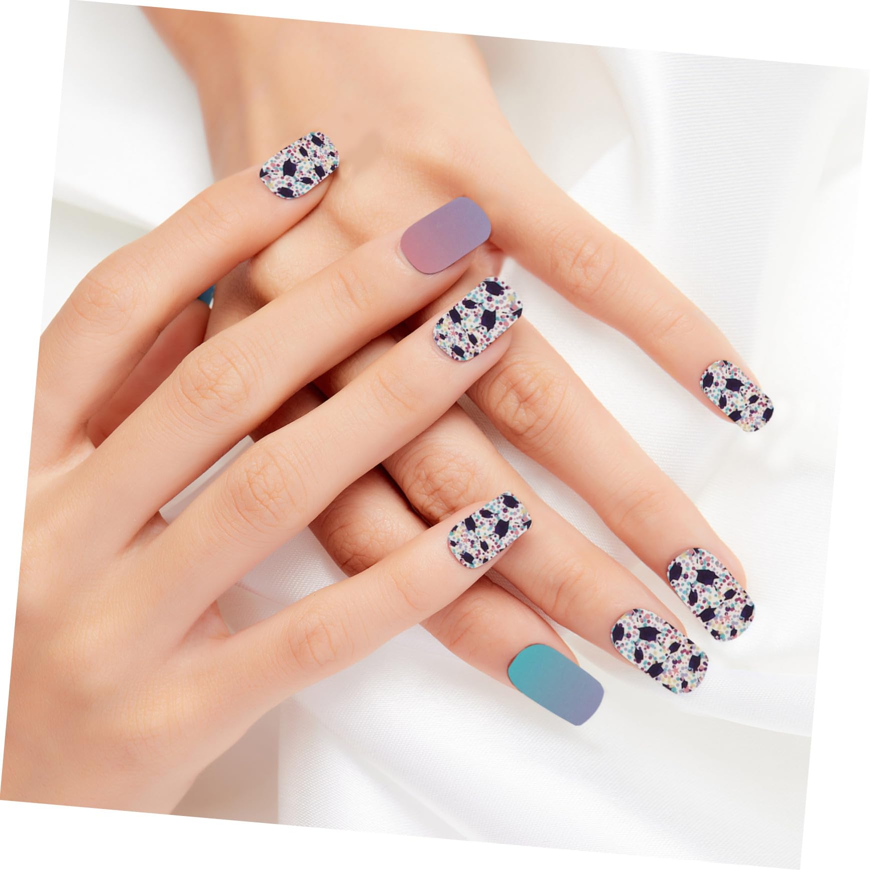 Healeved 48fogli Adesivi Per Unghie Tema Laurea Decorazioni Uniche e Colorate Per Nail Art Per Festeggiamenti e Feste Di Laurea