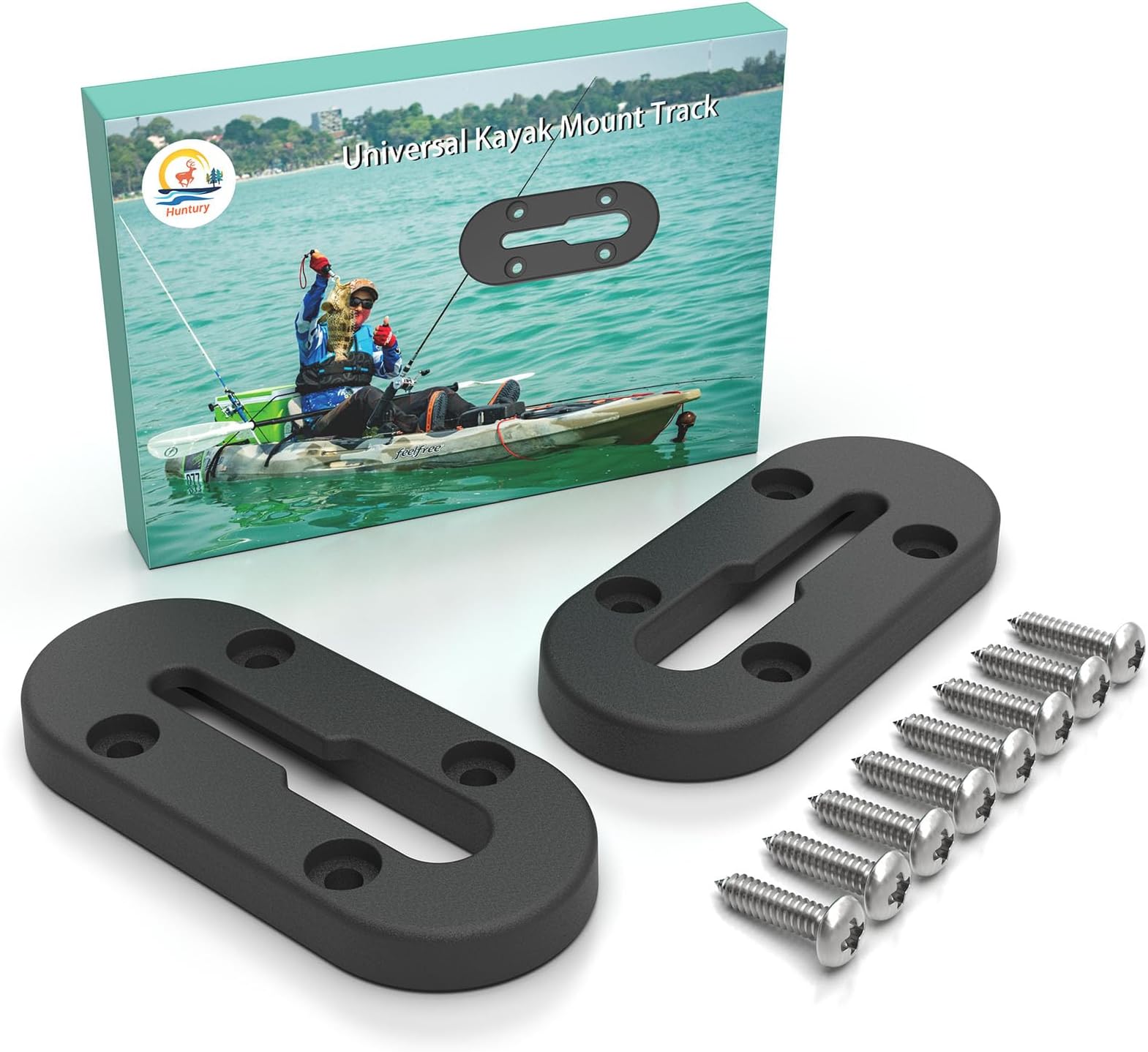 Huntury Kayak Track, Kayak Low Profile Track, Kayak Rail, Kayak Accessories Mount Track, Kayak Gear Track for Fishing Rod Holder, Fish Finder, Cup Holder, Anchor Cleats