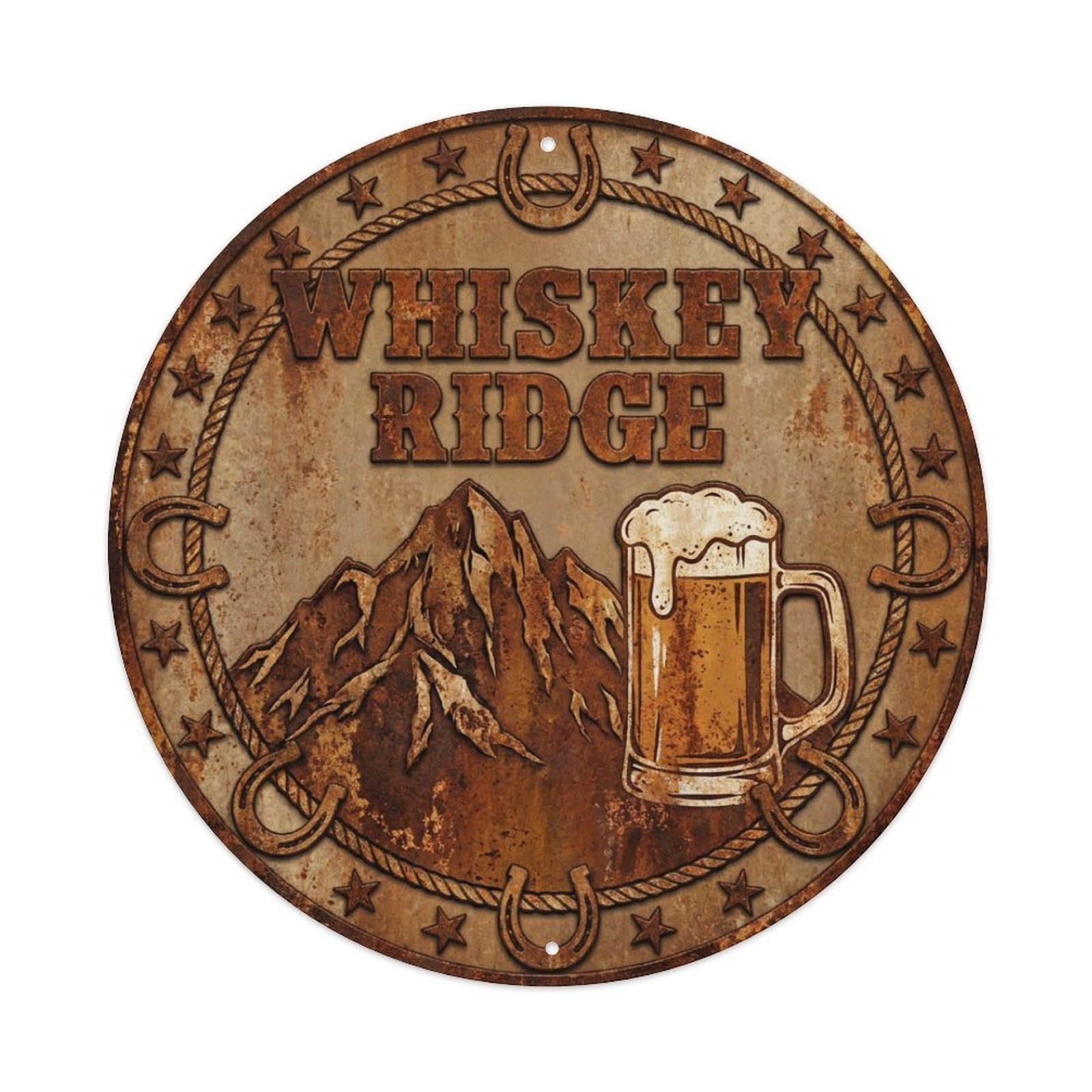 Vintage Beer Western Cowboy Whiskey Ridge Retro Bar for Pub Metal Tin Sign