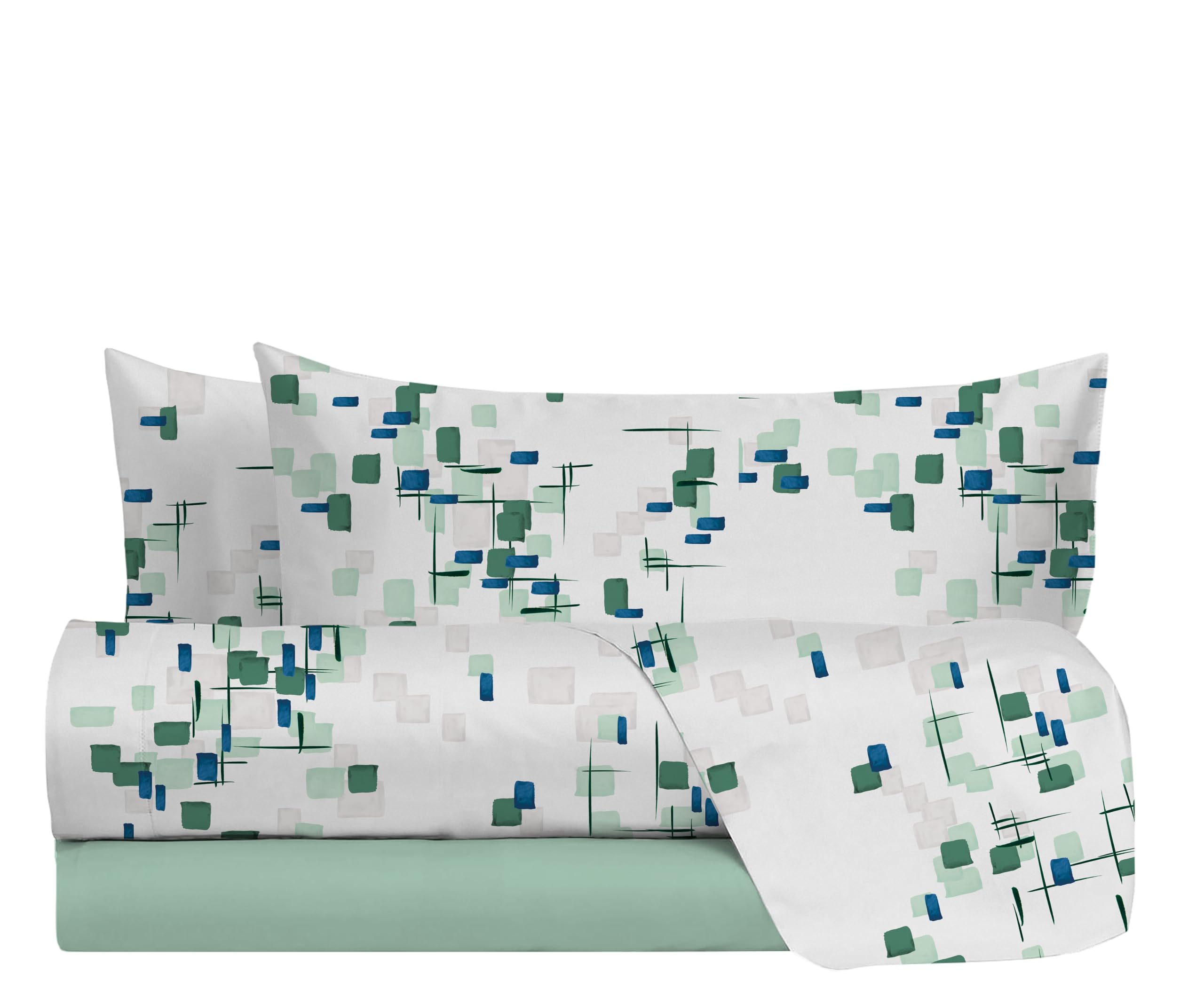 hermet Set Lenzuola Letto Matrimoniale In 100% Cotone Fantasia, Completo Letto 2 Piazze, Lenzuolo da Sopra + Lenzuolo con Angoli +2 Federe, Terry Bosco