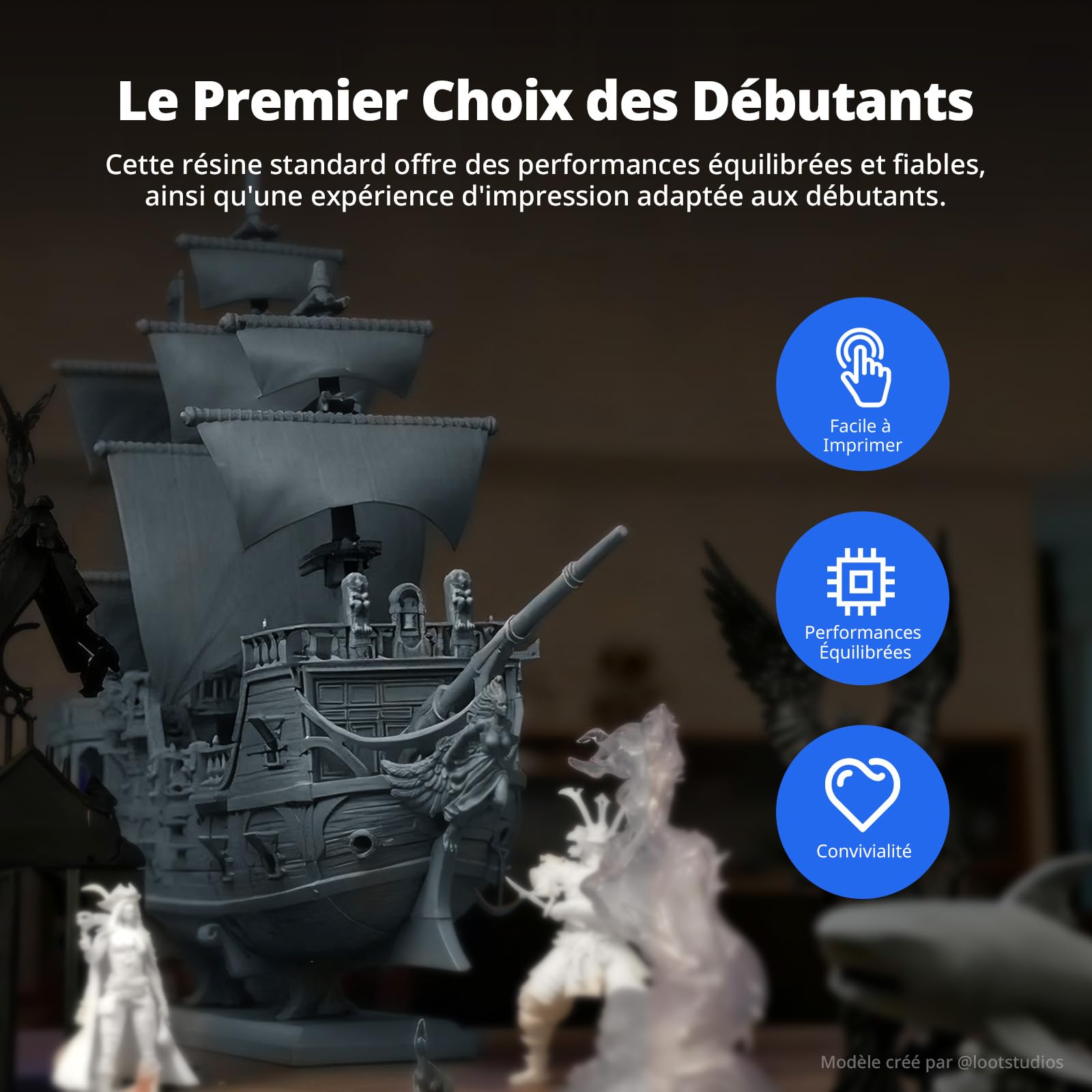 ANYCUBIC Résine photopolymère rapide UV 405 nm standard, avec une grande précision et un durcissement rapide et une excellente fluidité pour l'imprimante 3D LCD DLP (gris, 1 kg, 4 pièces)
