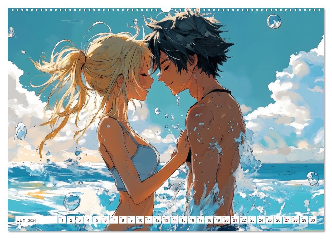 Das Jahr der Liebe: Verliebte Pärchen im Manga-Stil (hochwertiger Premium Wandkalender 2026 DIN A2 quer), Kunstdruck in Hochglanz: Ein ganzes Jahr ... und Manga vereinen möchten (CALVENDO Orte)