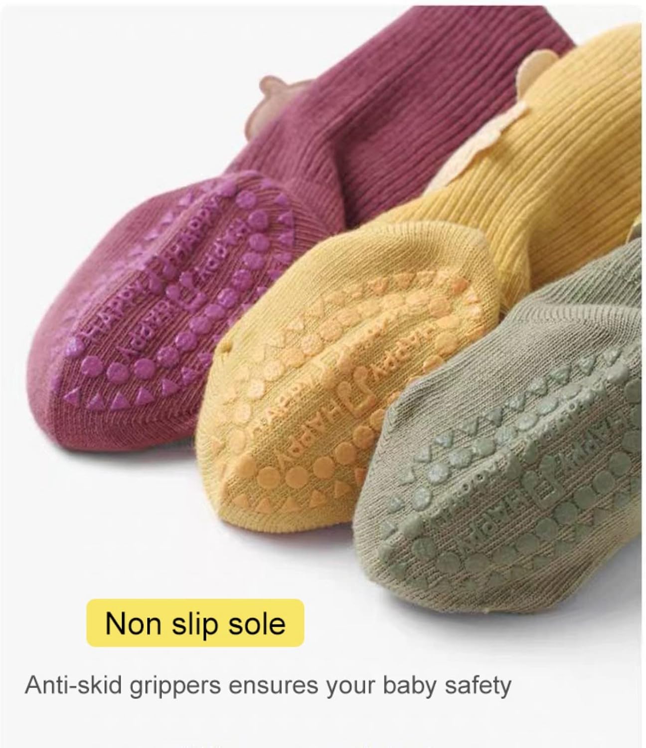 Baby Boys Girls Non-skid Socks Toddler Infant Knee High Non-Slip Socks with Grips Anti-Slip Socks Floor Socks