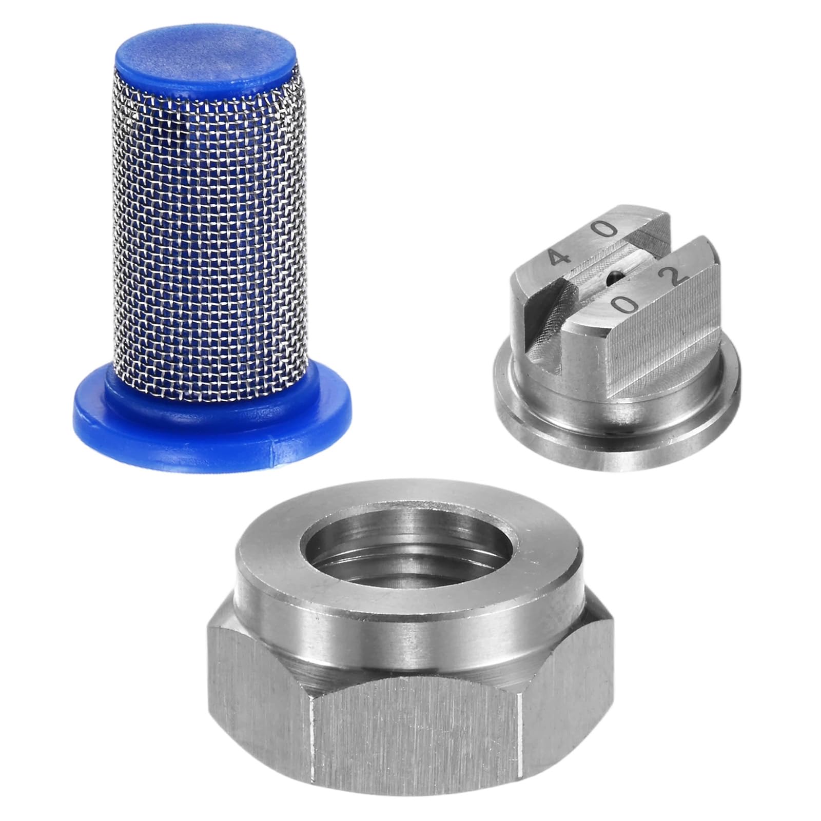 M METERXITY 1-Set Flat Fan Spray Tips, 0.91mm Orifice 40 Degree Stainless Steel Sprayer Nozzle Tips with NPT3/8 Nut and 50 Mesh Filter for Agricultural Drone Sprayer/Garden Irrigation