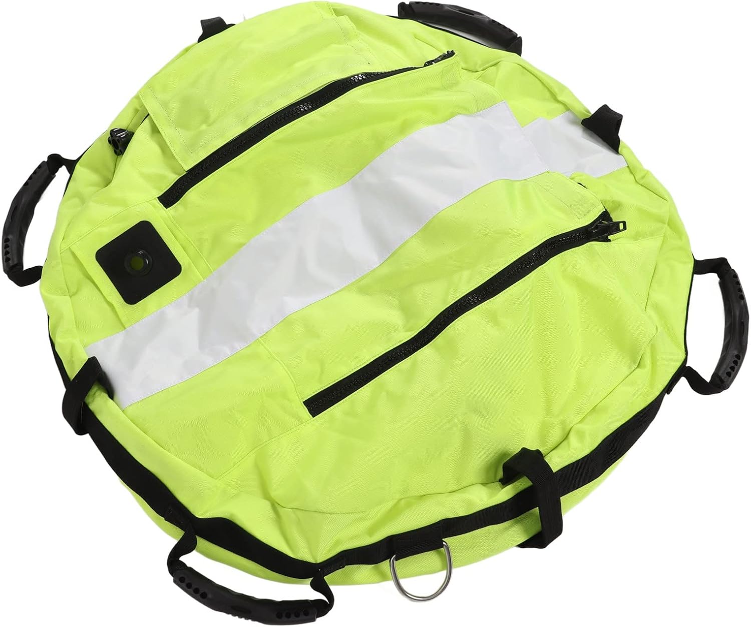 Freediving Float Ball High Visibility Inflatable Buoy Marker with Mesh Bottom and D Rings for Open Ocean Diving Snorkeling Fishing Fluorescent Yellow 210D Nylon 72 x 22cm