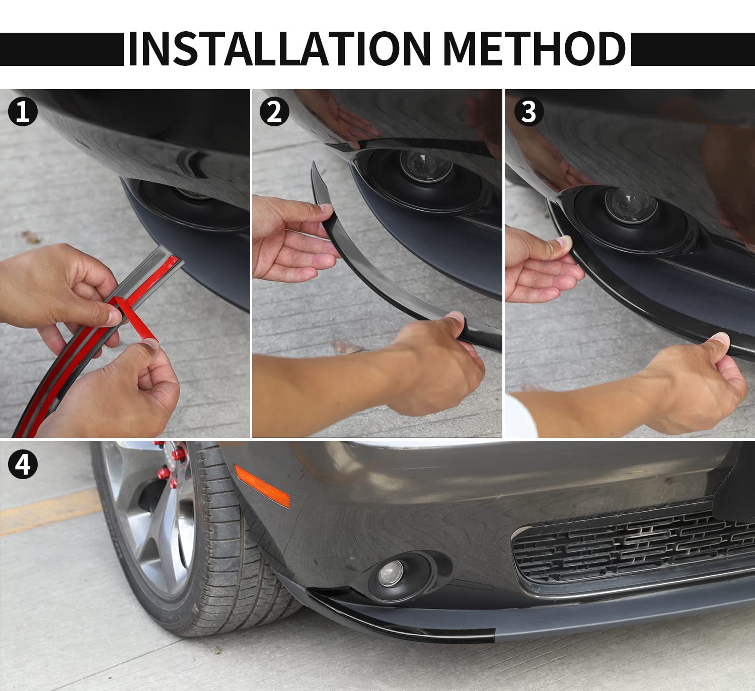 Voodonala for Dodge Challenger Front Bumper Lip Splitter Protector Cover (Carbon Fiber Black, SXT)