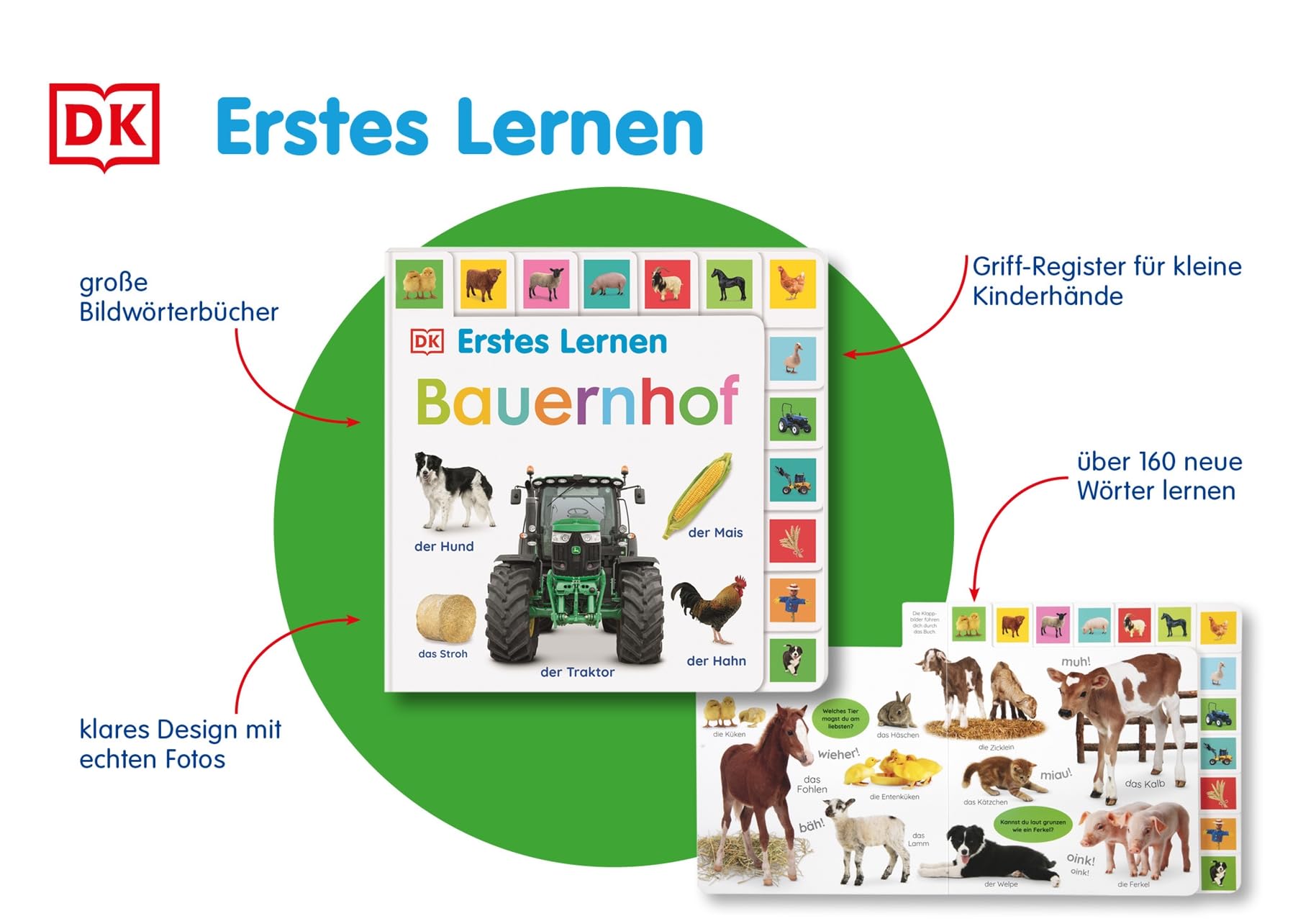 Erstes Lernen. Bauernhof: Pappbilderbuch mit Griff-Register und über 160 Fotos ab 1 Jahr