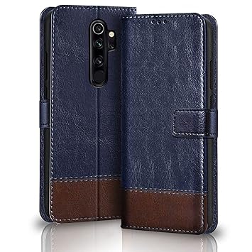 TheGiftKart Dual-Color Leather Finish Redmi Note 8 Pro Flip Back Cover | Inbuilt Stand & Pockets | Wallet Style Flip Cover Case for Redmi Note 8 Pro (Blue & Brown)