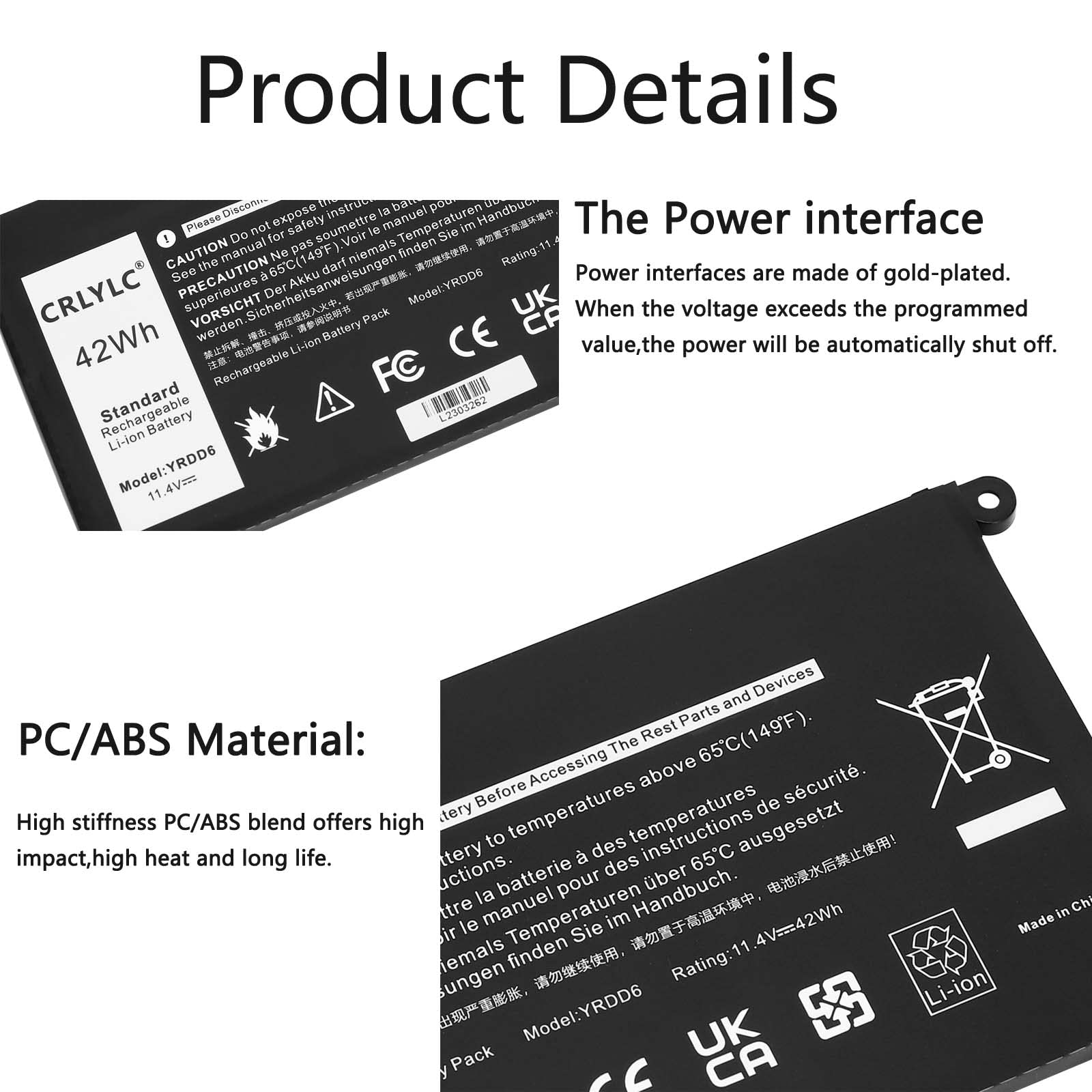 42Wh YRDD6 Batería para portátil DELL Latitude 3310 2 en 1 Series Reemplazo para Inspiron 3480 3490 3493 3590 5480 7586 Series Vostro 3491 5481 Ultrabook Notebook 1VX1H 01VX1H VM7322 Battery