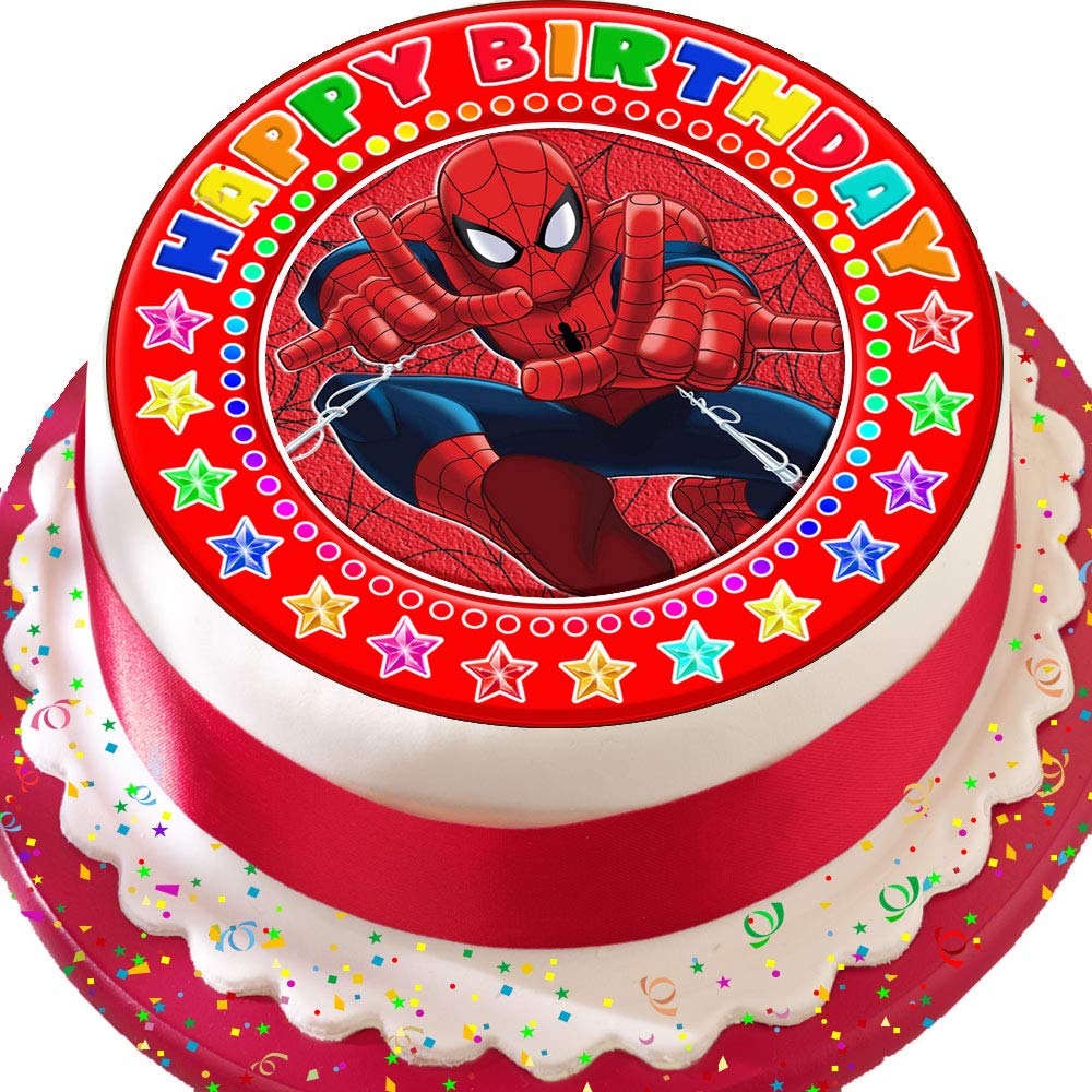 Spiderman Happy Birthday Red Birthday Precut Edible Icing Cake Topper Decoration Buy Online In Grenada At Desertcart