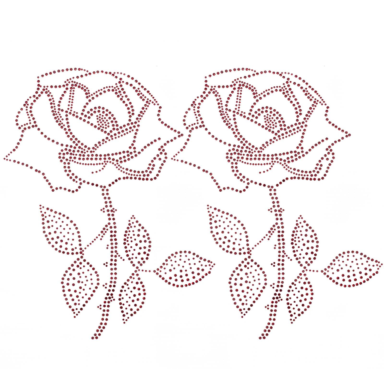 GORGECRAFT 2 STKS Rose Vorm Strass Ijzer Op Hotfix Transfer Kristal Kleding Patches Decal Bling Grote Sprankelende Stickers Lovertjes Warmte Applique Voor Valentijnsdag Kostuum Accessoires Naaien