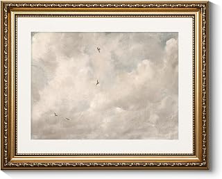ARPEOTCY Vintage Gold Framed Wall Art, 13x16 inch Classic Sky Clouds Study Pictures Paintings, Vintage Room Decor, Wall Decor for Living Room Bedroom, Canvas Prints Antique Frame for Home Decoration