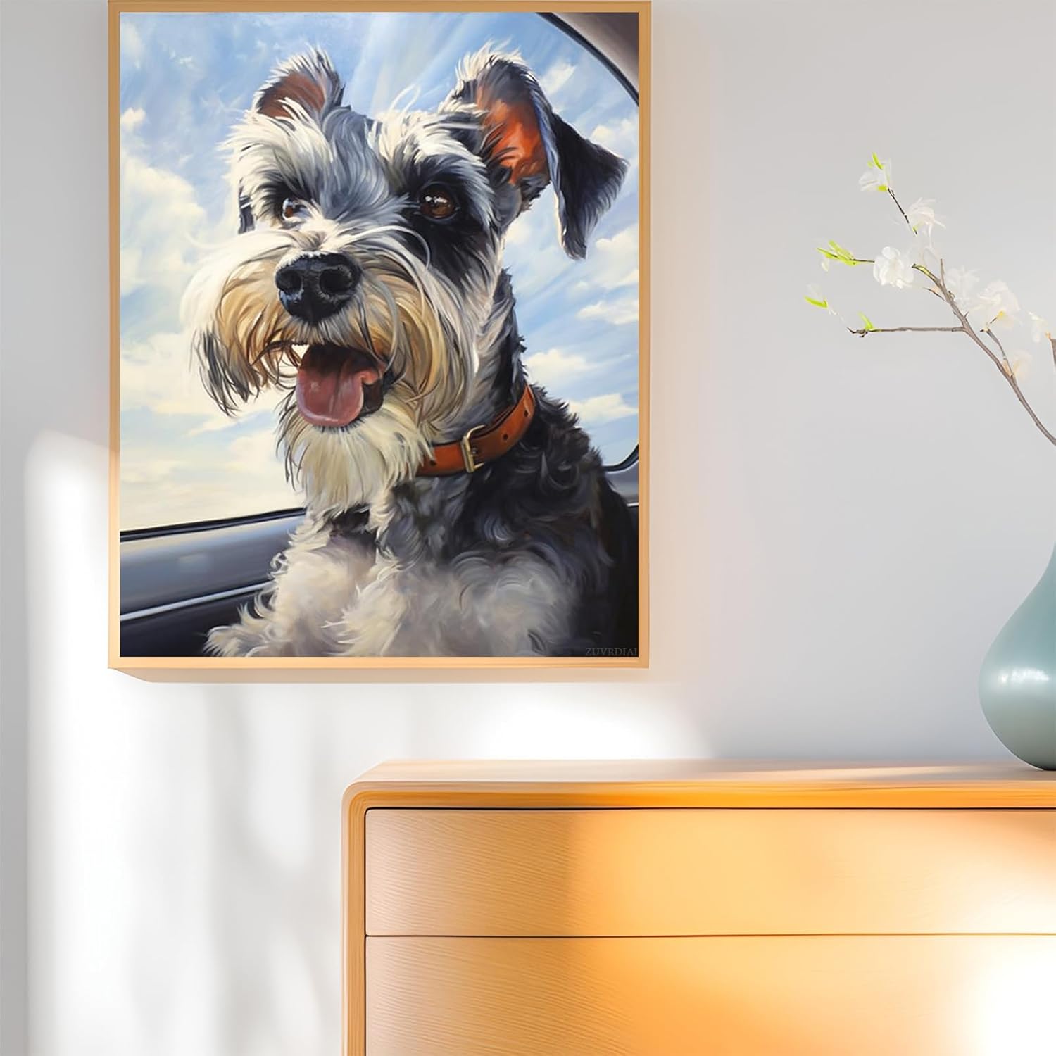 ZUVRDIAI Paint by Numbers for Adults, Pet Dog Schnauzer, Acrylic Oil Painting by Numbers Kits for Beginner Art Crafts Canvas for Home Decor, 40x50cm