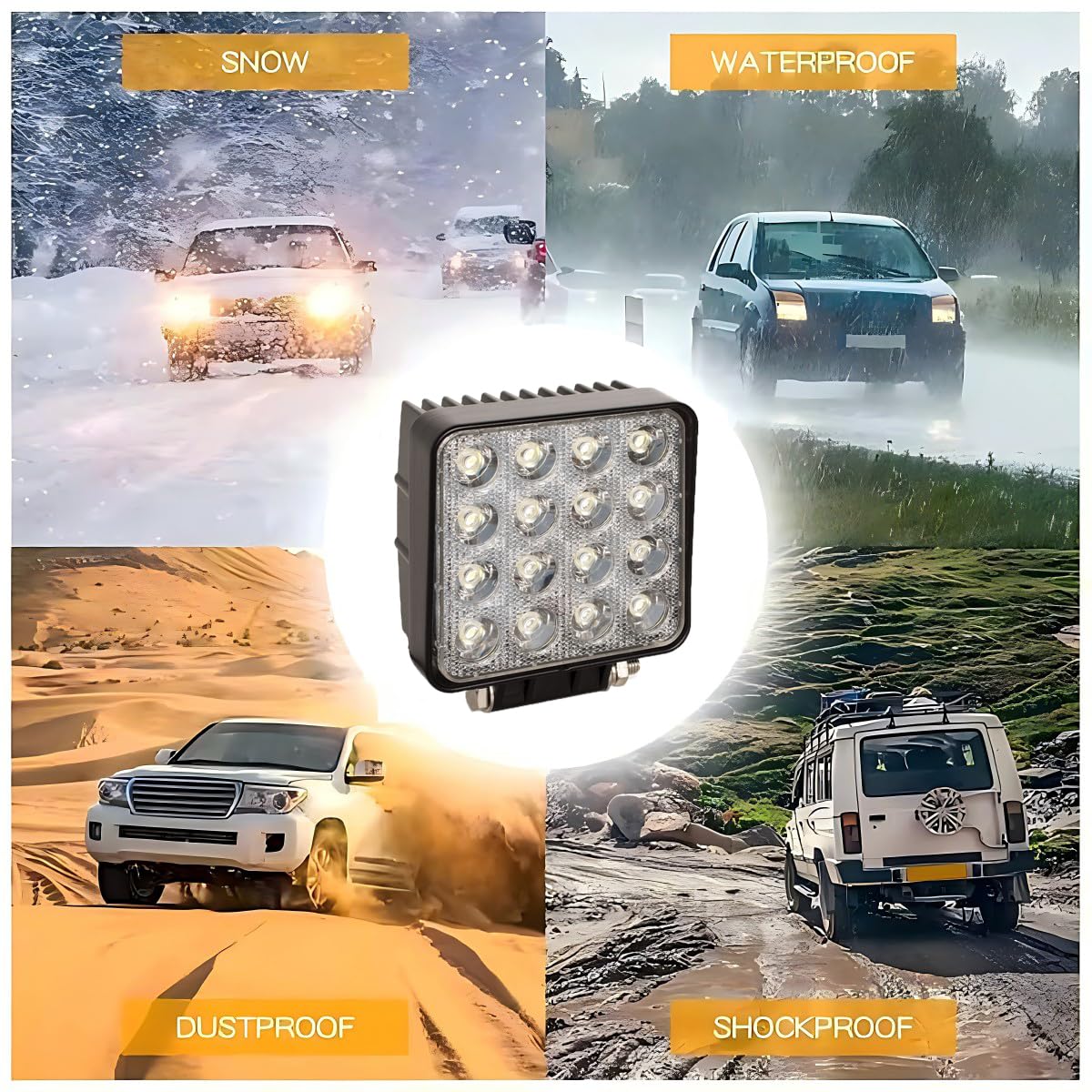 Faro da lavoro Led, 10x48W Trattore Auto,12v 24v,46mm Spessori Faretto Faro Luci da Lavoro a led,Off-road Fendinebbia Impermeabile Per Fuoristrada Moto 4WD SUV ATV Camion