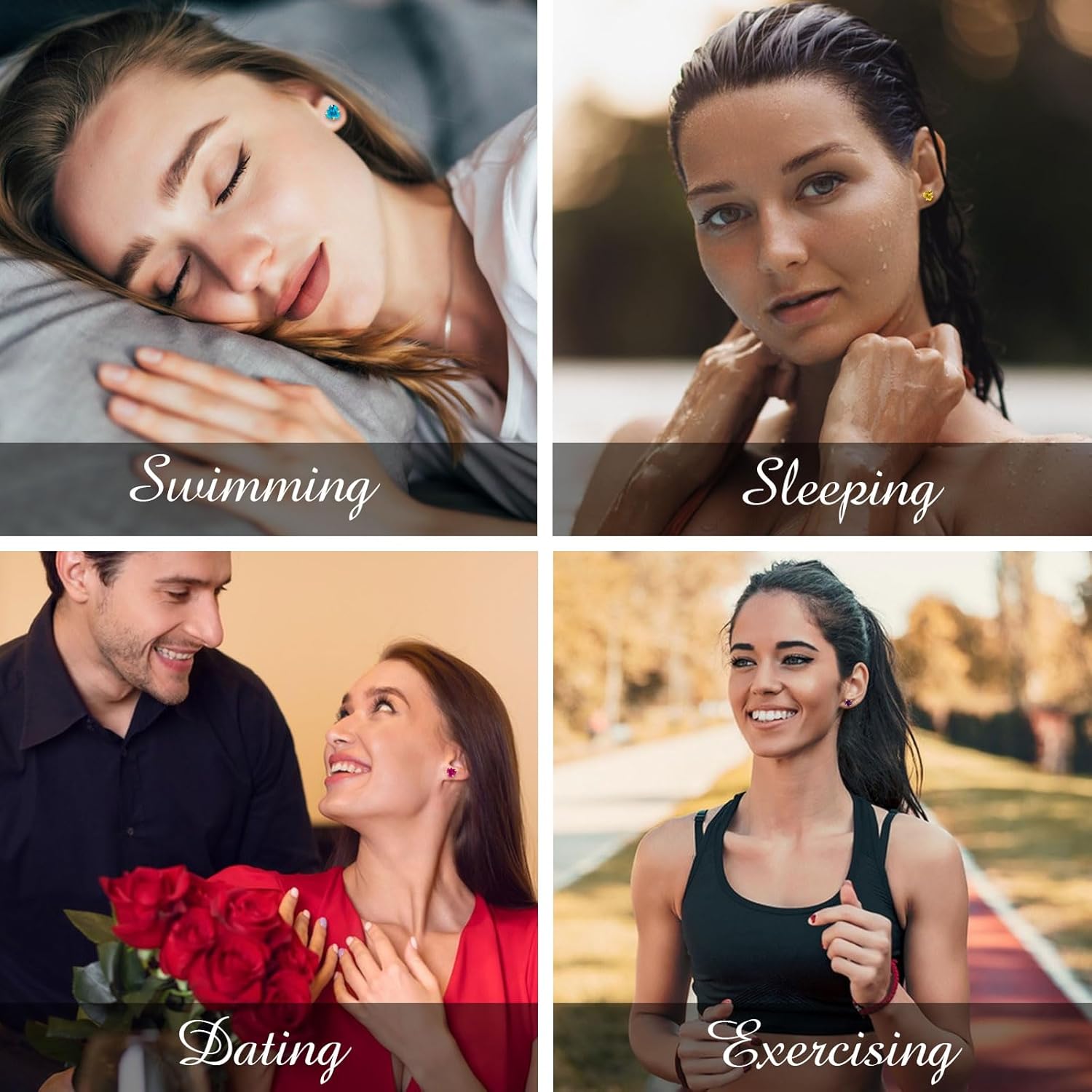 Heart Flat Back Stud Earrings for Women Girls, 5mm Birthstone Stud Earrings Hypoallergenic Stainless Steel Cartilage Earrings Brilliant Handmade Screw Back Earrings - Image 6