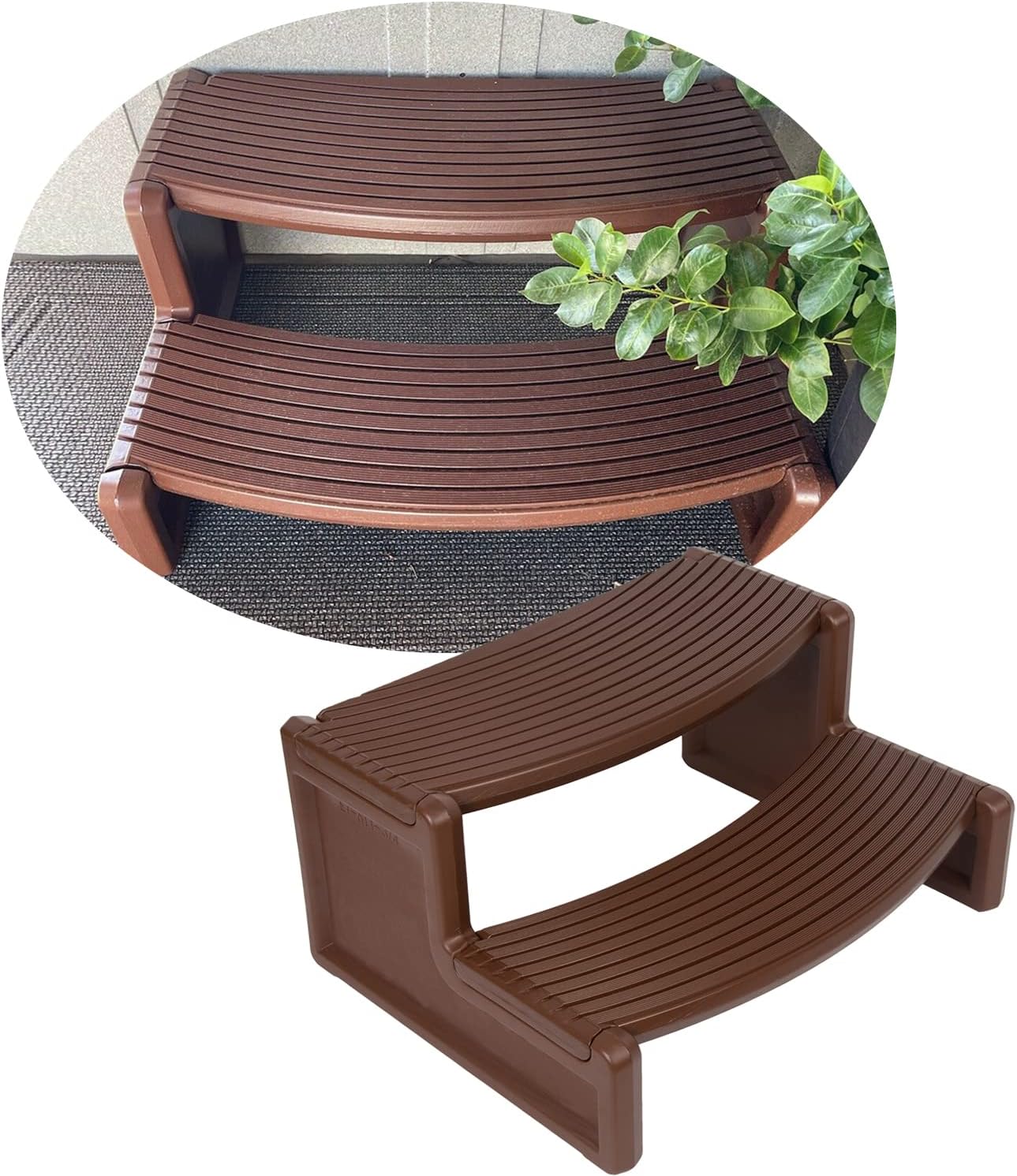 HECASAUniversal 2 Step Stool Plastic Hot Tub Step Handi Step Spa Step Slip Resistant Striped