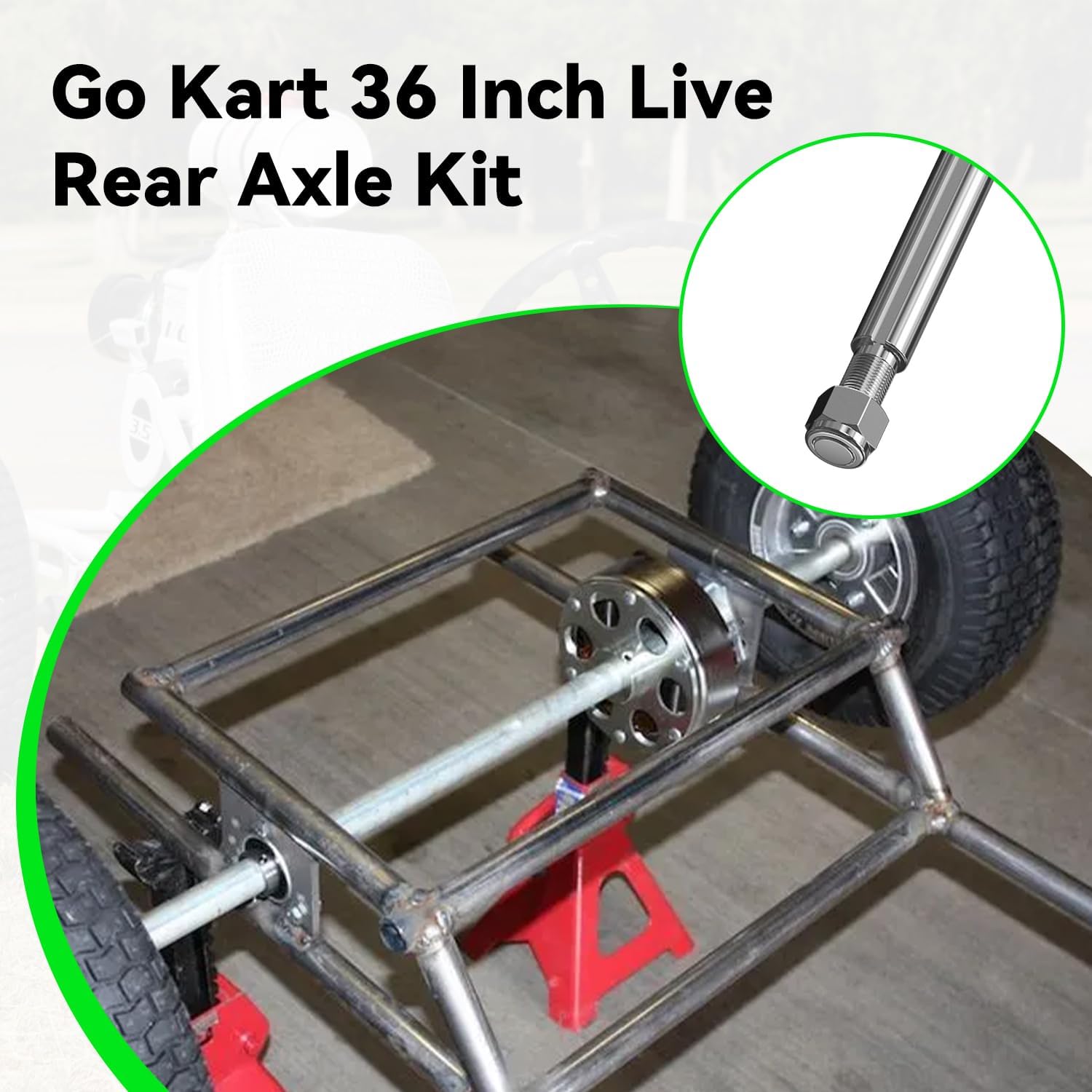 36" Go Kart Live Rear Axle Shaft Kit Compatible with Go Cart ATV Quad 4 Wheeler Dune Buggy, 1" Diameter 3/4" Step Down & 3/4-16 Fine Thread for Manco Murray Go-kart Parts with 1/4" Keyway