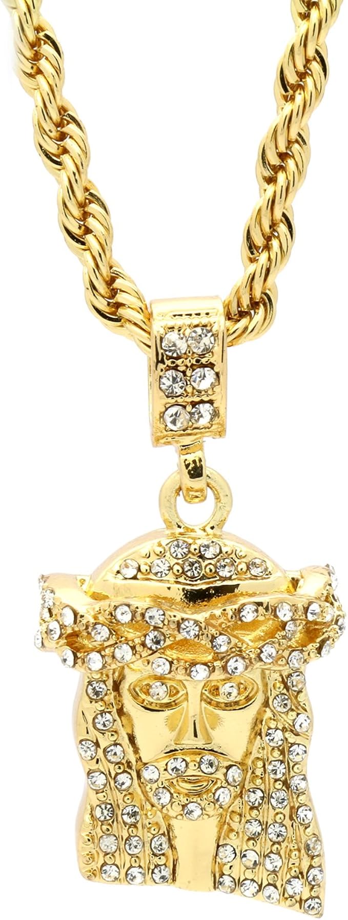 Mens Hip Hop 14k Gold Tone Jesus Piece 