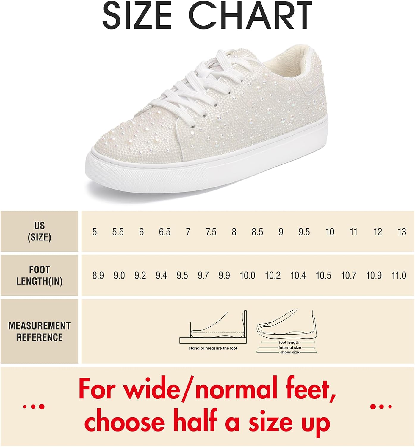 Suokdil Sparkle Rhinestone Sneakers for Women - Bling Fashion Bedazzled Platform Tennis Shoes - White Glitter Sequin Wedding and Party Shoe - Image 6