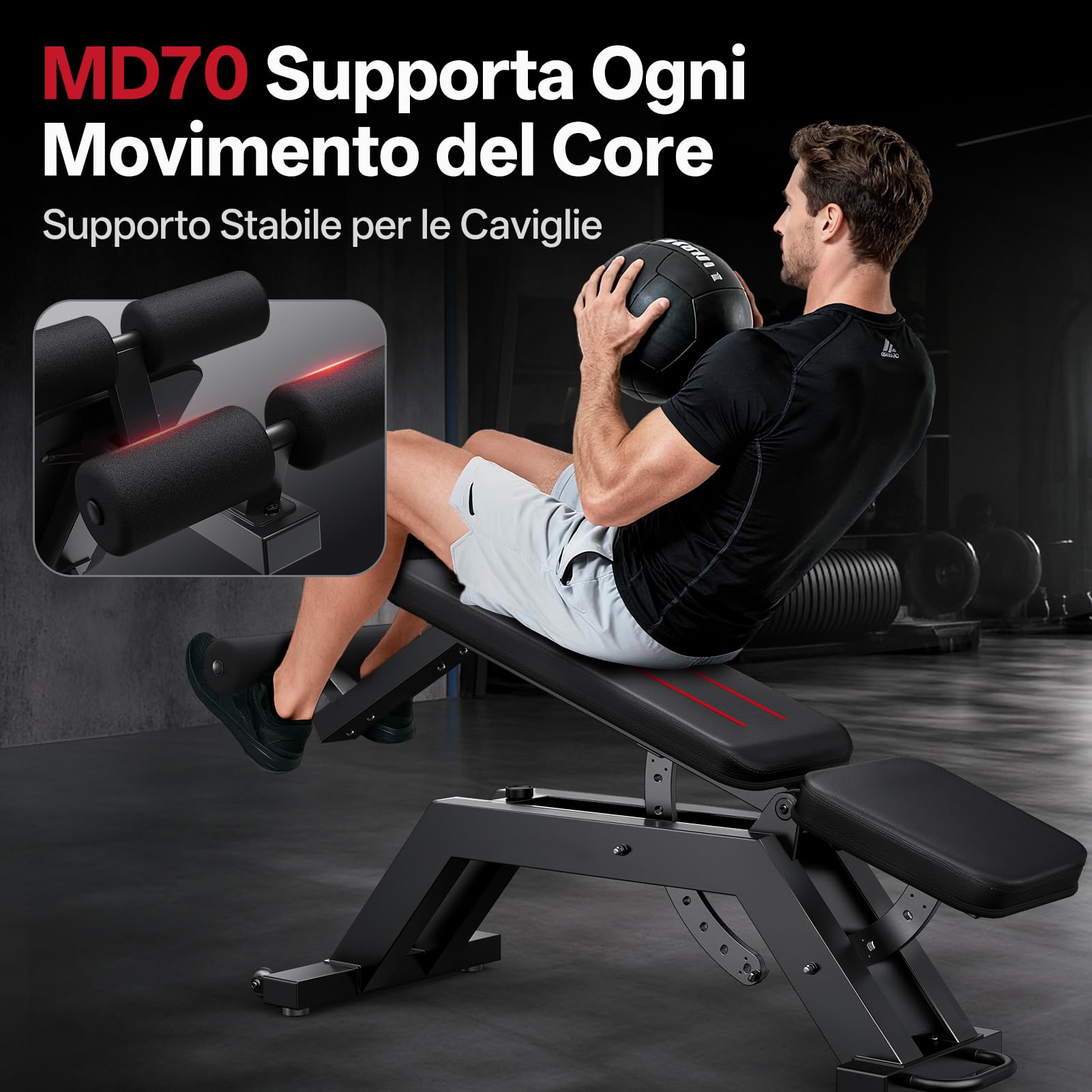 JOROTO MD70 Panca palestra Regolabile, Panca Pesi Multifunzione con Carico Massimo 400KG/880LBS, Schienale 8 Posizioni e Seduta 5 Posizioni Regolabile, Panca Addominali per Allenamento Completo