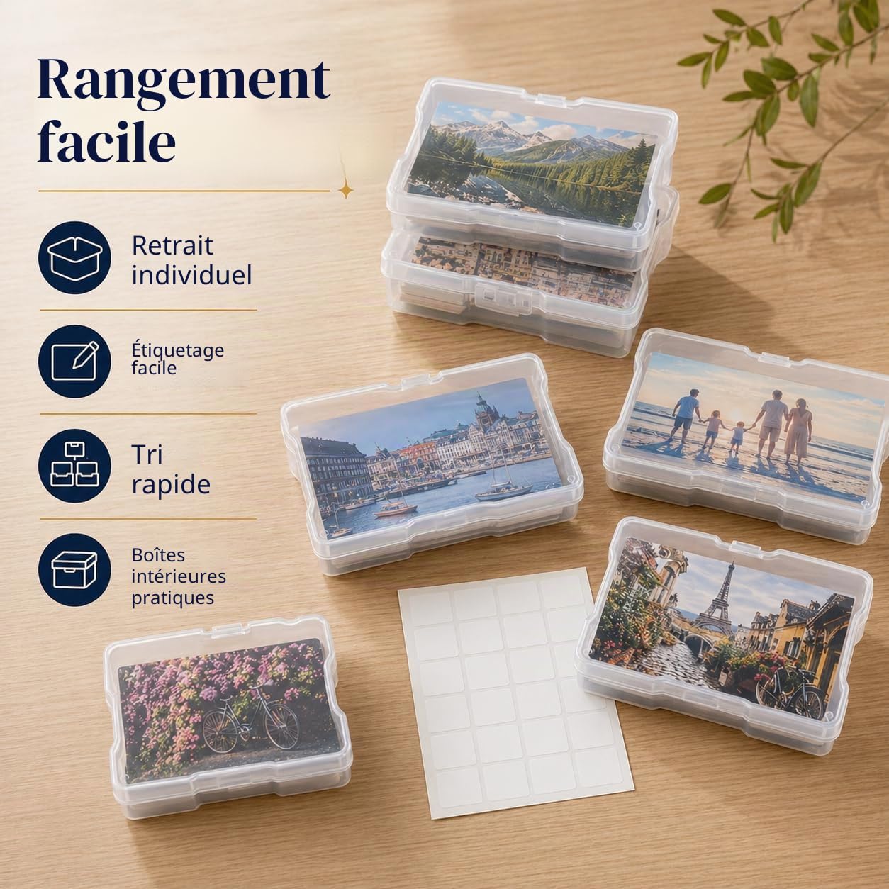 ALINK Boîte de rangement pour photos - 10 x 15 cm - 16 supports photo intérieurs - Boîtes de rangement transparentes en plastique - Pour semences, cartes, artisanat, autocollants transparents